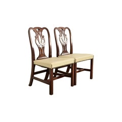 Baker Furniture Georgian Carved Mahogany Side Chairs or Dining Chairs, Pair