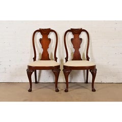 Baker Furniture Georgian Carved Mahogany Side Chairs or Dining Chairs, Pair