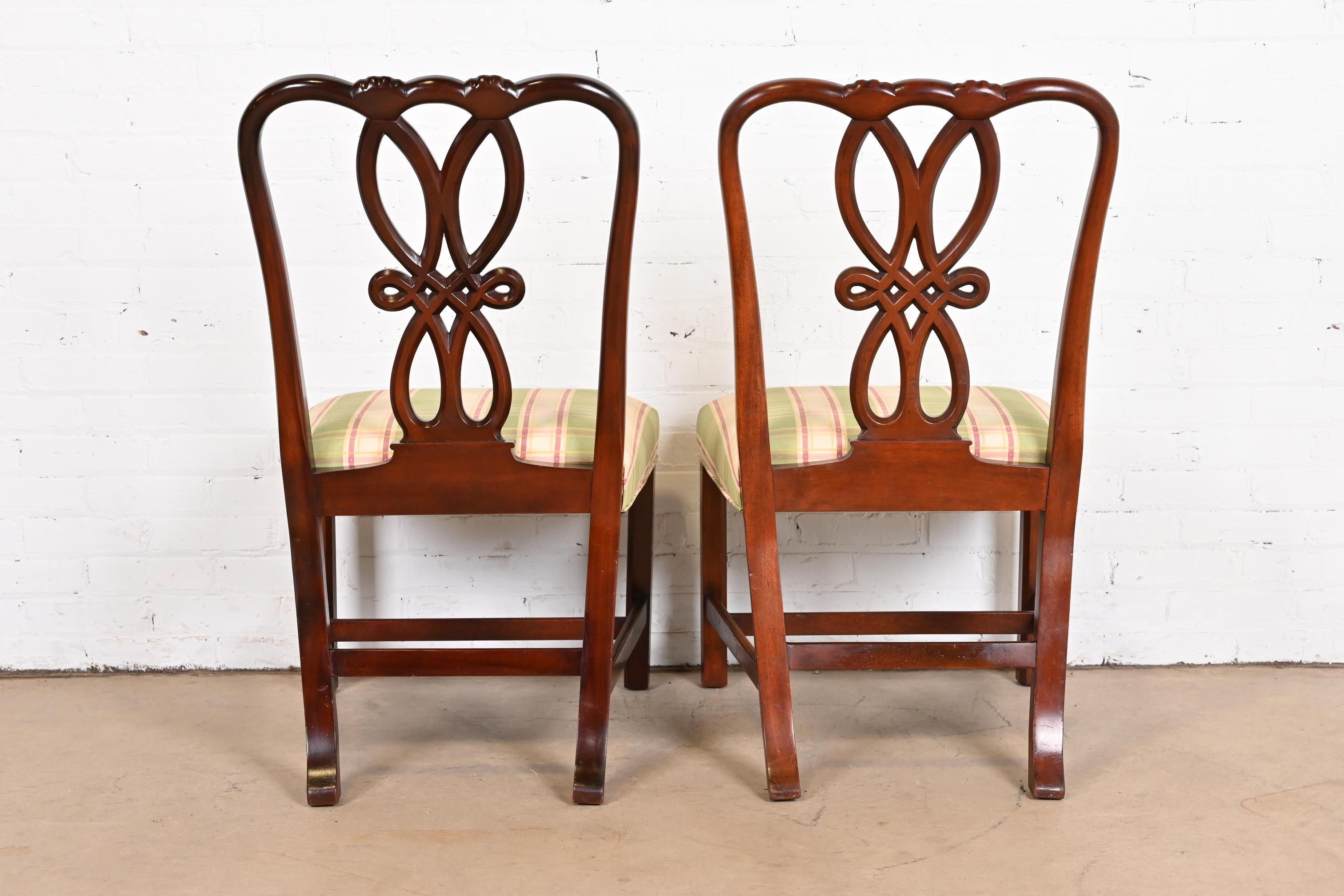 Baker Furniture Georgian Carved Mahogany Side Chairs, Pair 4