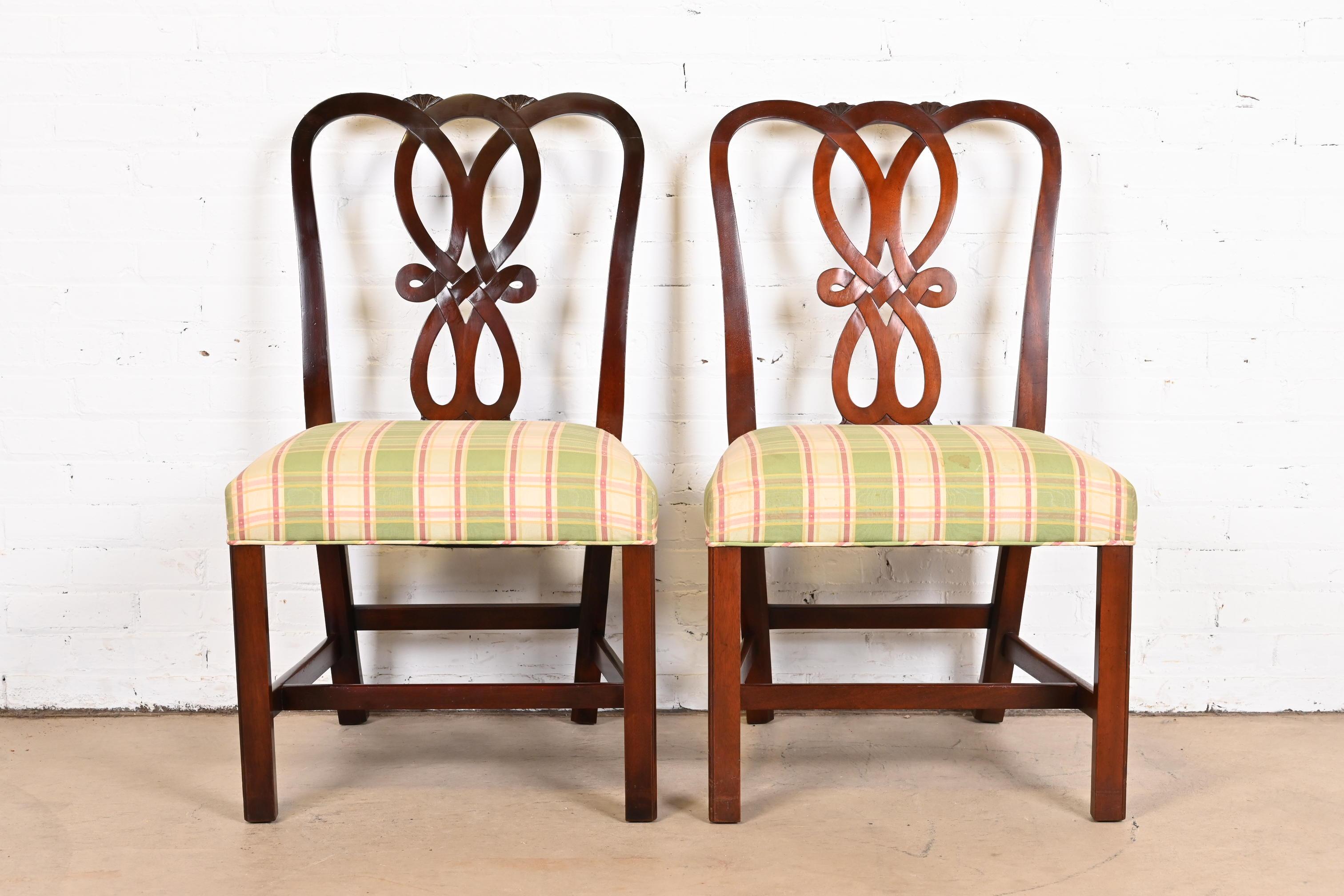 Baker Furniture Georgian Carved Mahogany Side Chairs, Pair 1