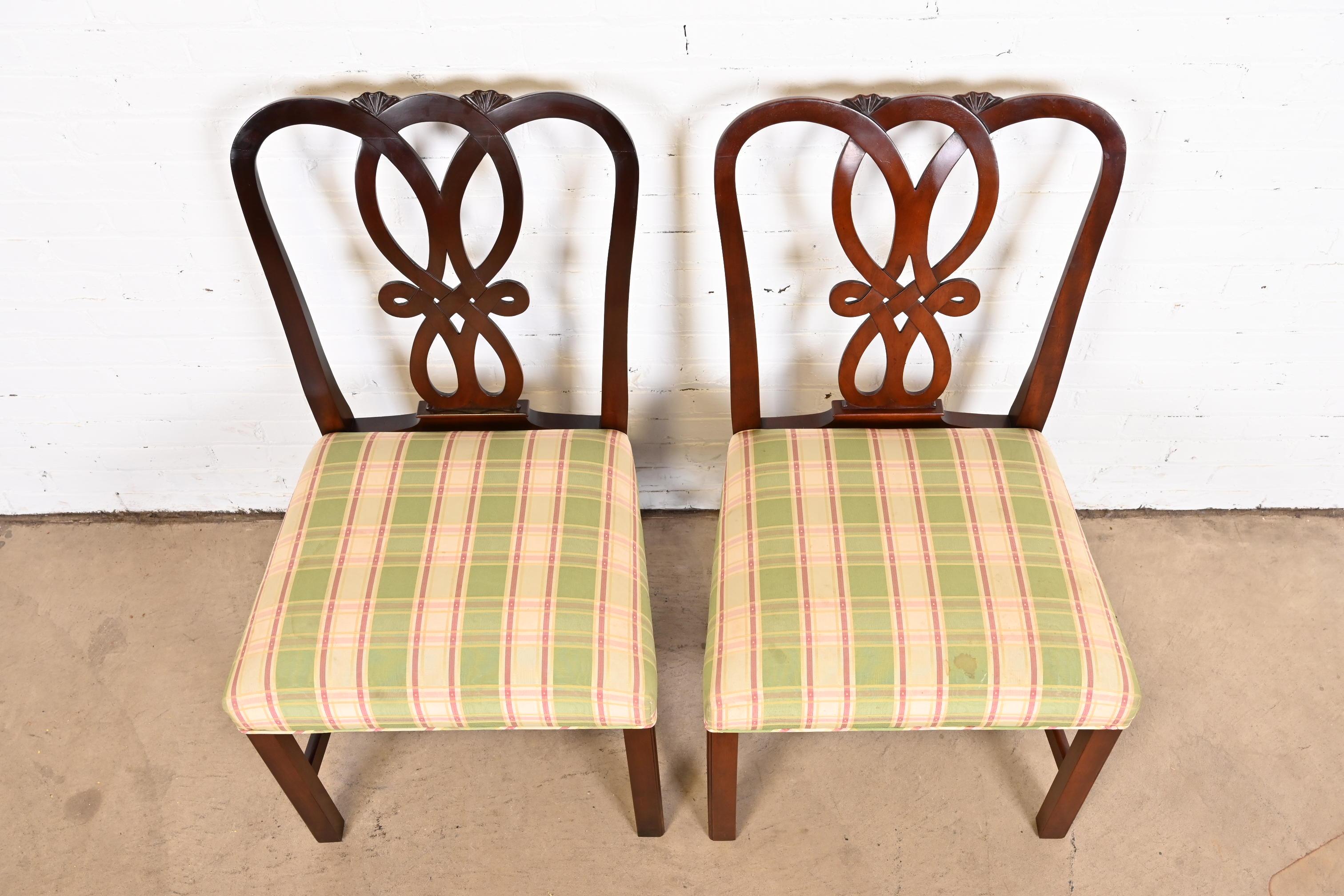 Baker Furniture Georgian Carved Mahogany Side Chairs, Pair 2