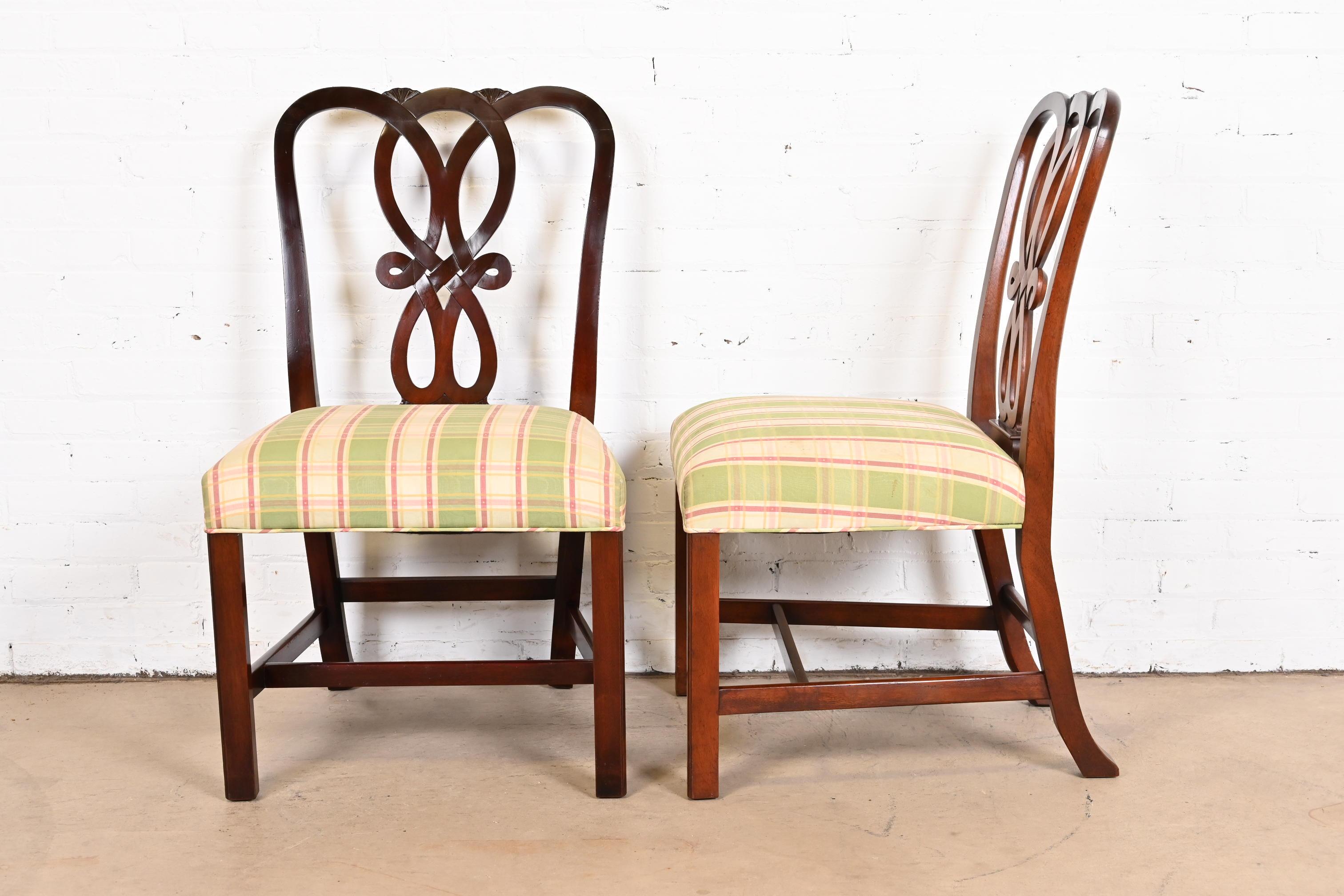 Baker Furniture Georgian Carved Mahogany Side Chairs, Pair 3