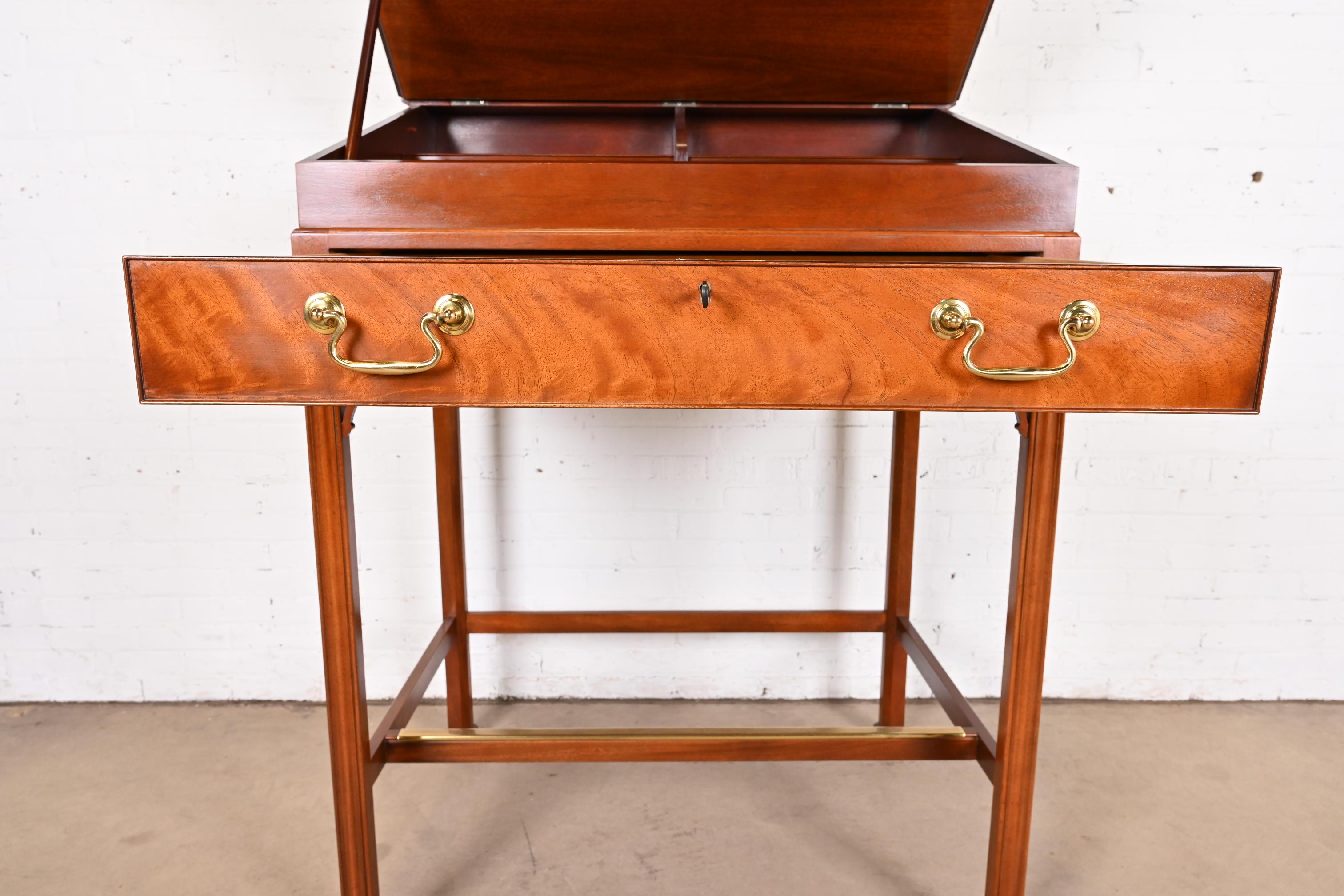Baker Furniture Georgian Carved Mahogany Slant Front Architect's Desk For Sale 4