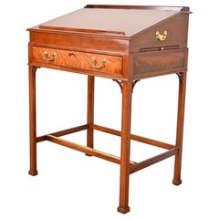 Baker Furniture Georgian Carved Mahogany Slant Front Architect's Desk