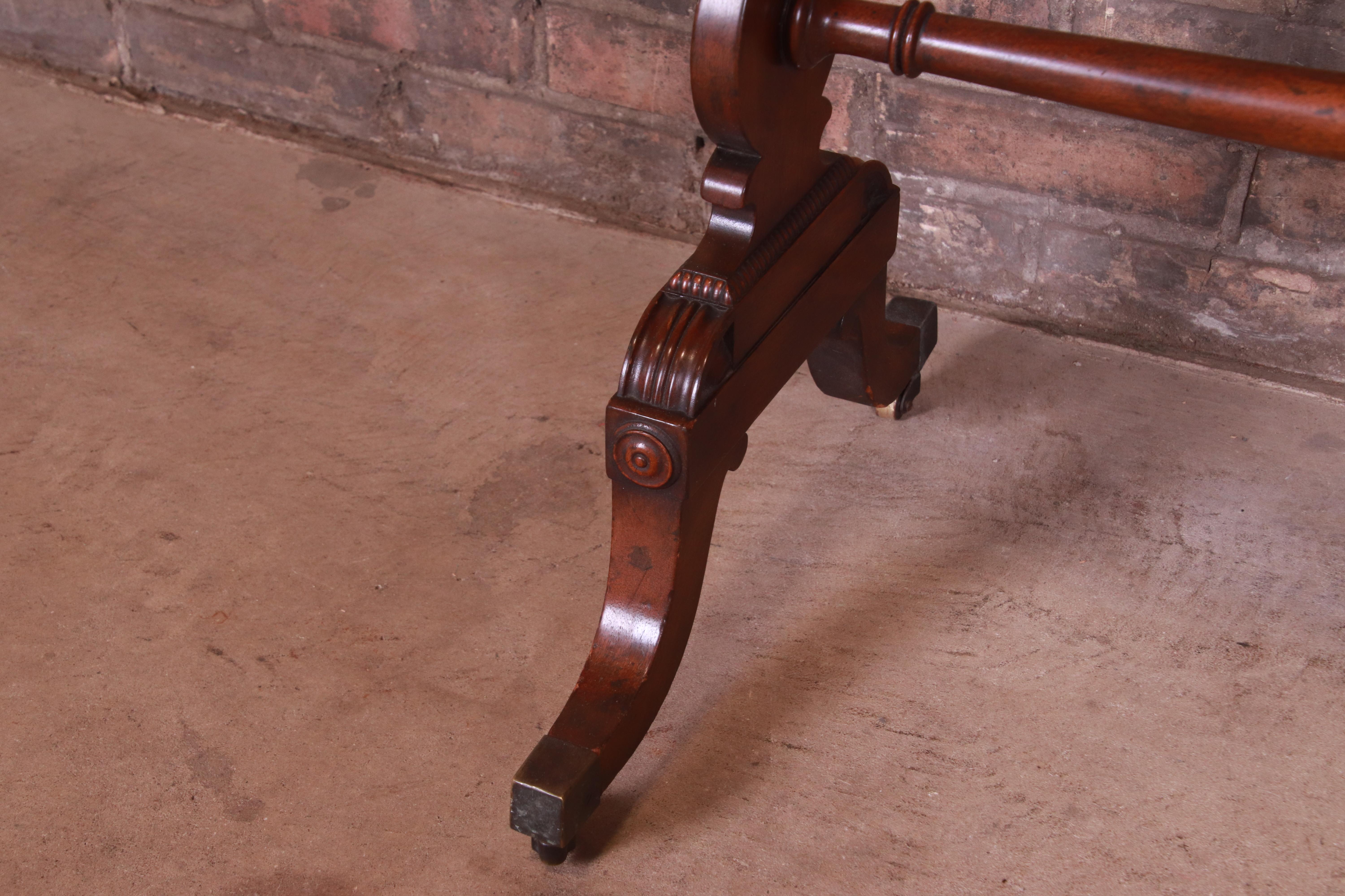 Baker Furniture Georgian Carved Mahogany Tea Table with Removable Copper Tray For Sale 3