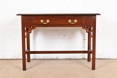Baker Furniture Georgian Carved Mahogany Writing Desk or Console Table