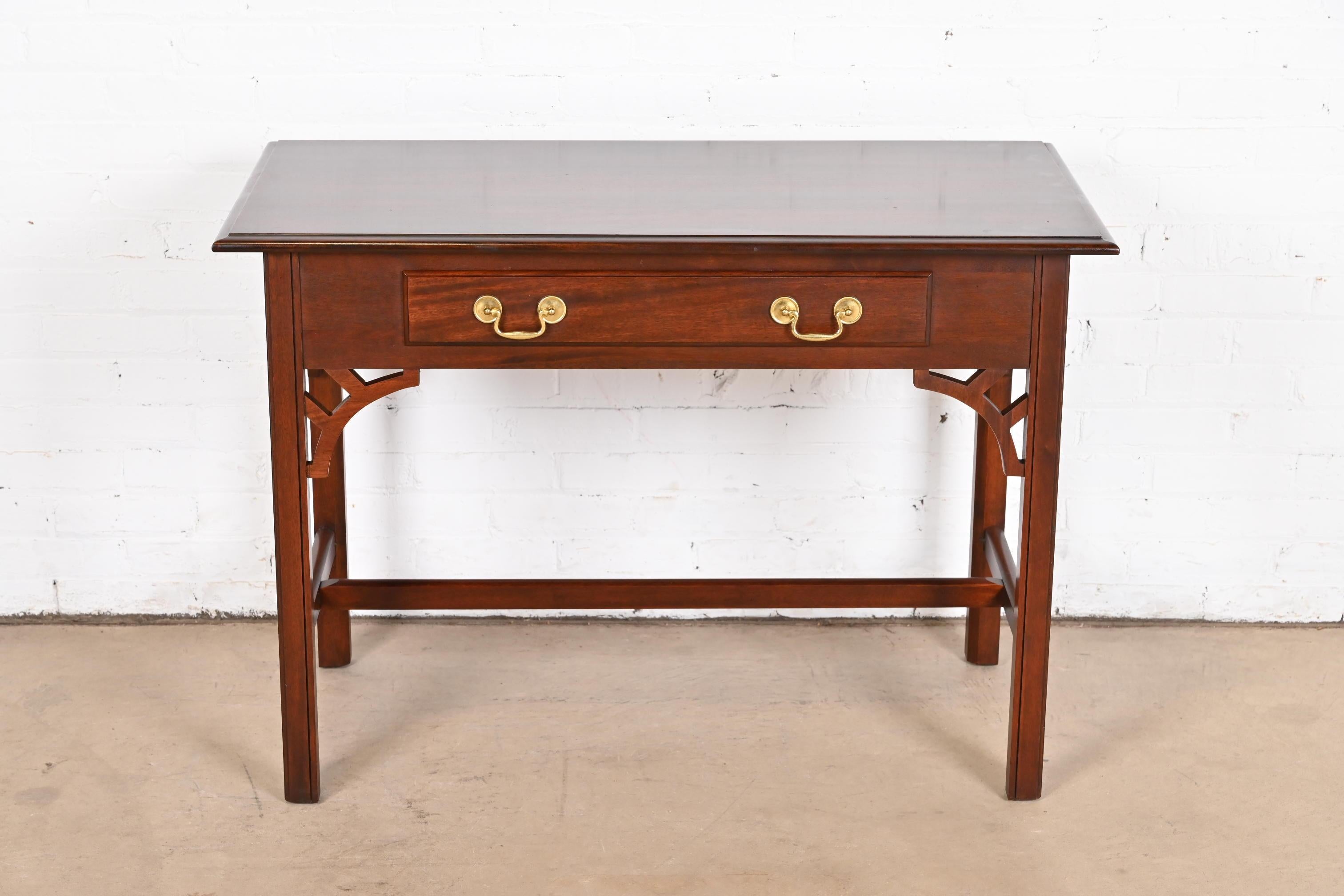 American Baker Furniture Georgian Carved Mahogany Writing Desk or Console Table For Sale