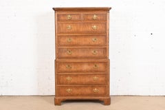 Baker Furniture Georgian Carved Oak Eight-Drawer Highboy Dresser