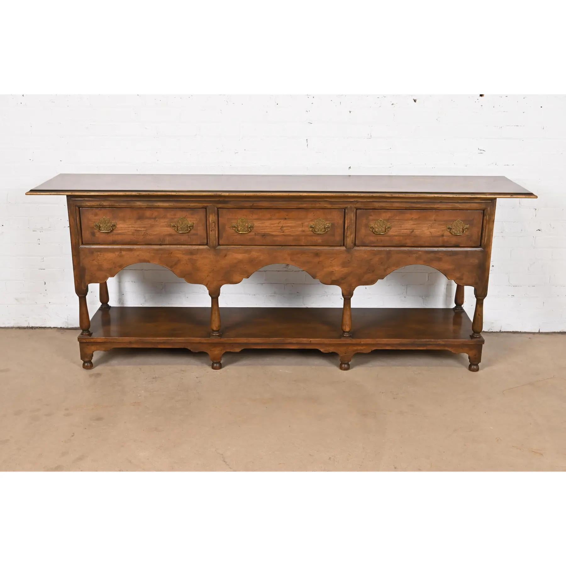 American Baker Furniture Georgian Carved Oak Sideboard Buffet or Console Table