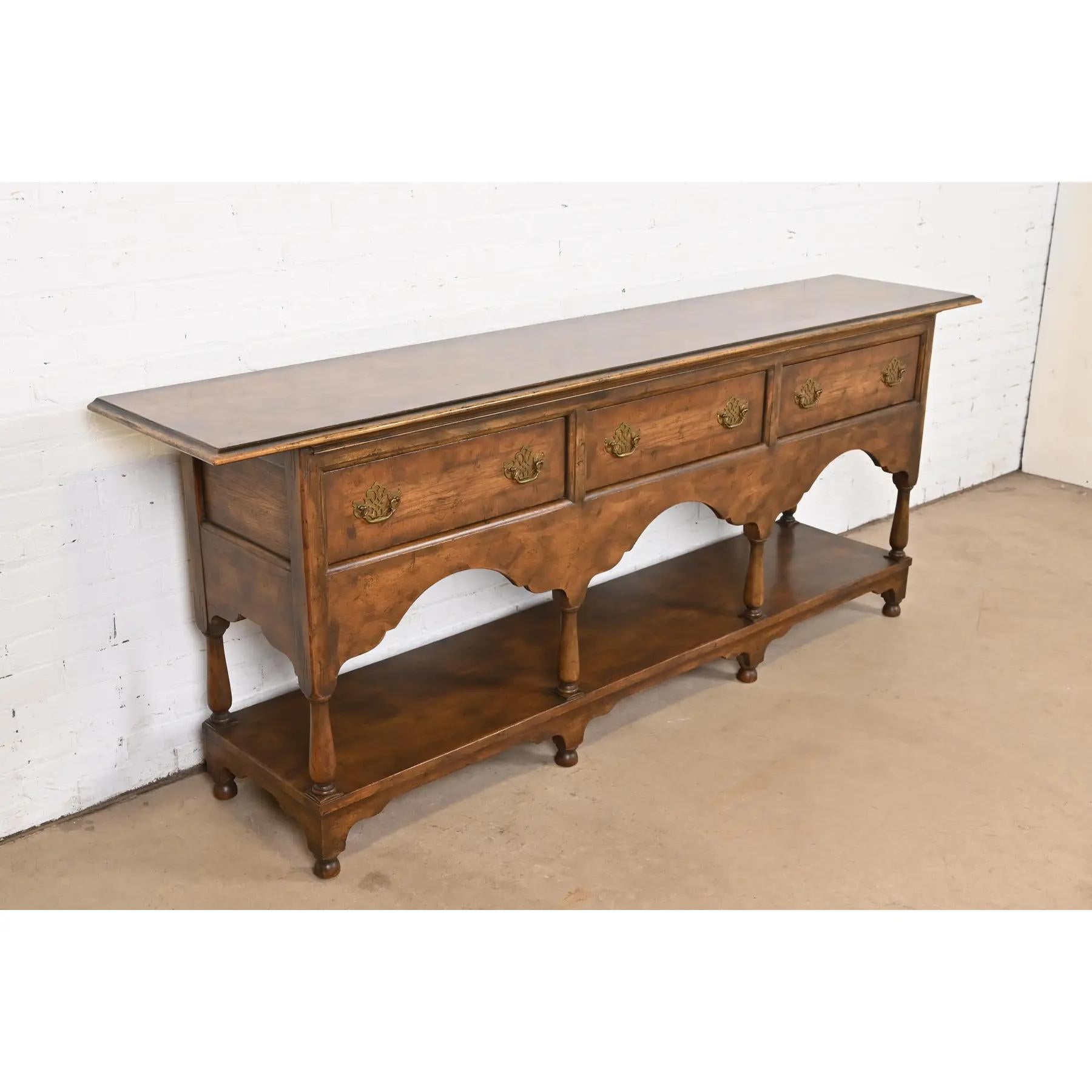 Mid-20th Century Baker Furniture Georgian Carved Oak Sideboard Buffet or Console Table