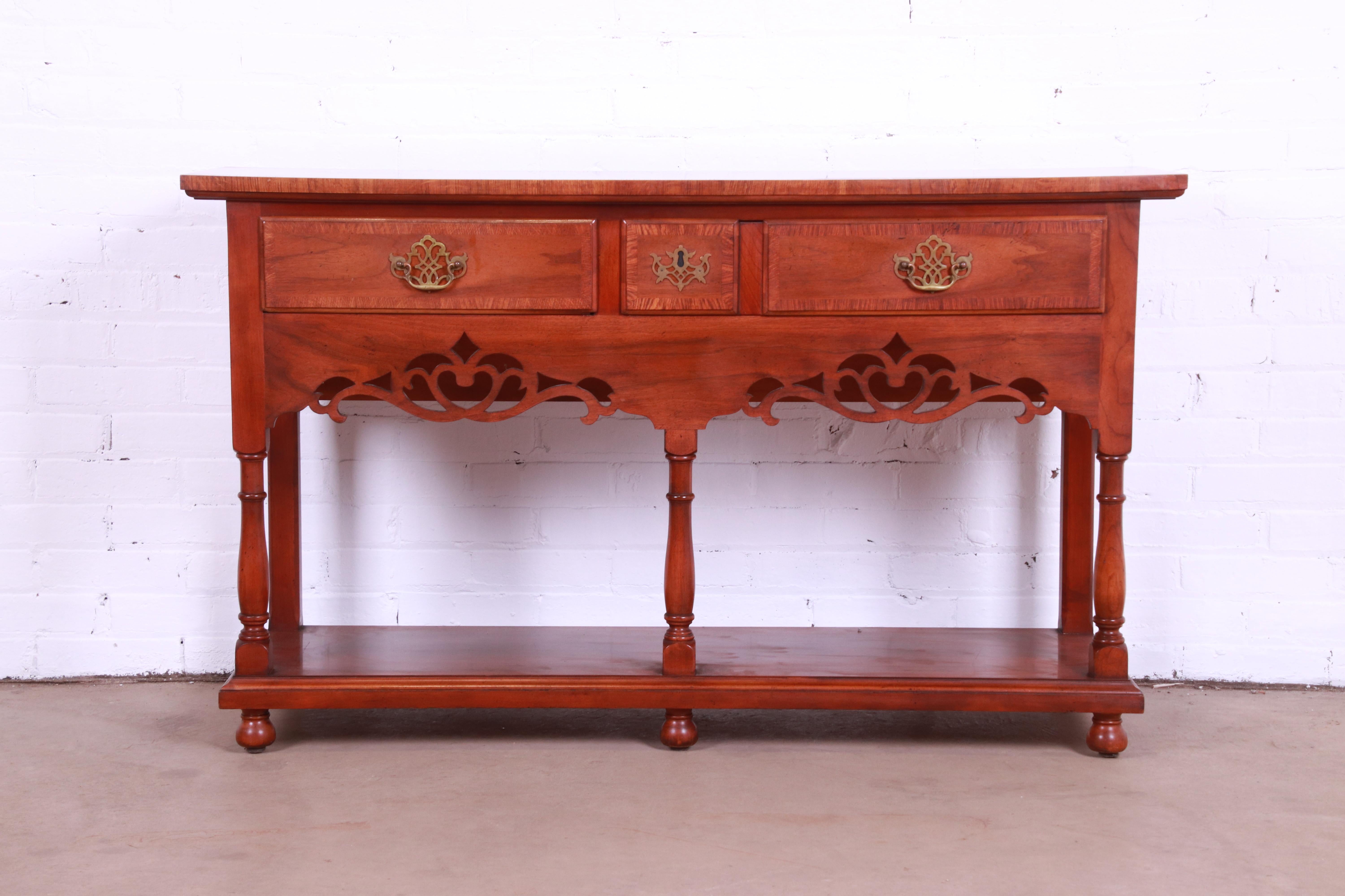 American Baker Furniture Georgian Carved Walnut Sideboard Buffet or Console Table For Sale