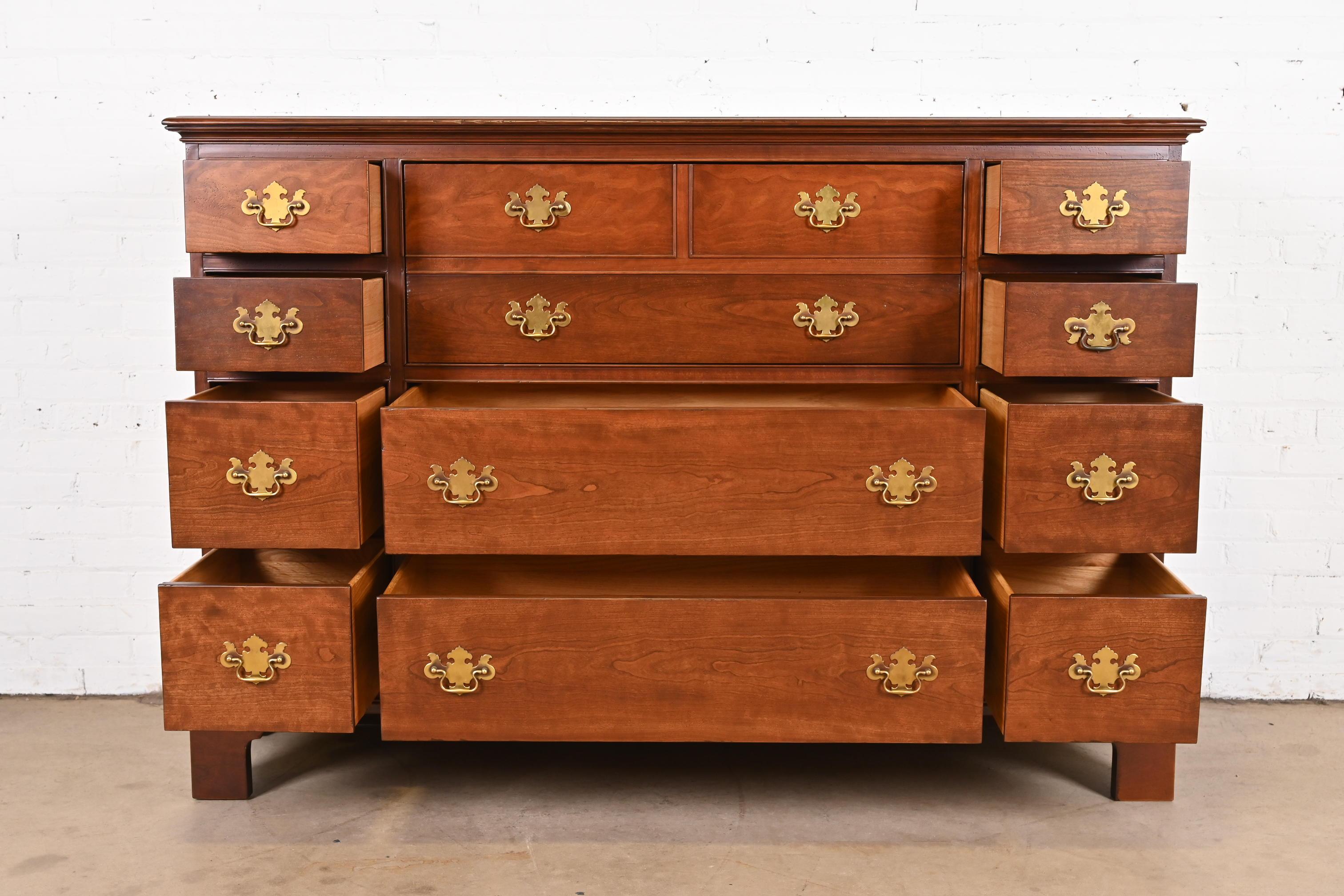 Baker Furniture Georgian Cherry Chest of Drawers with Secretary Desk, Refinished 4