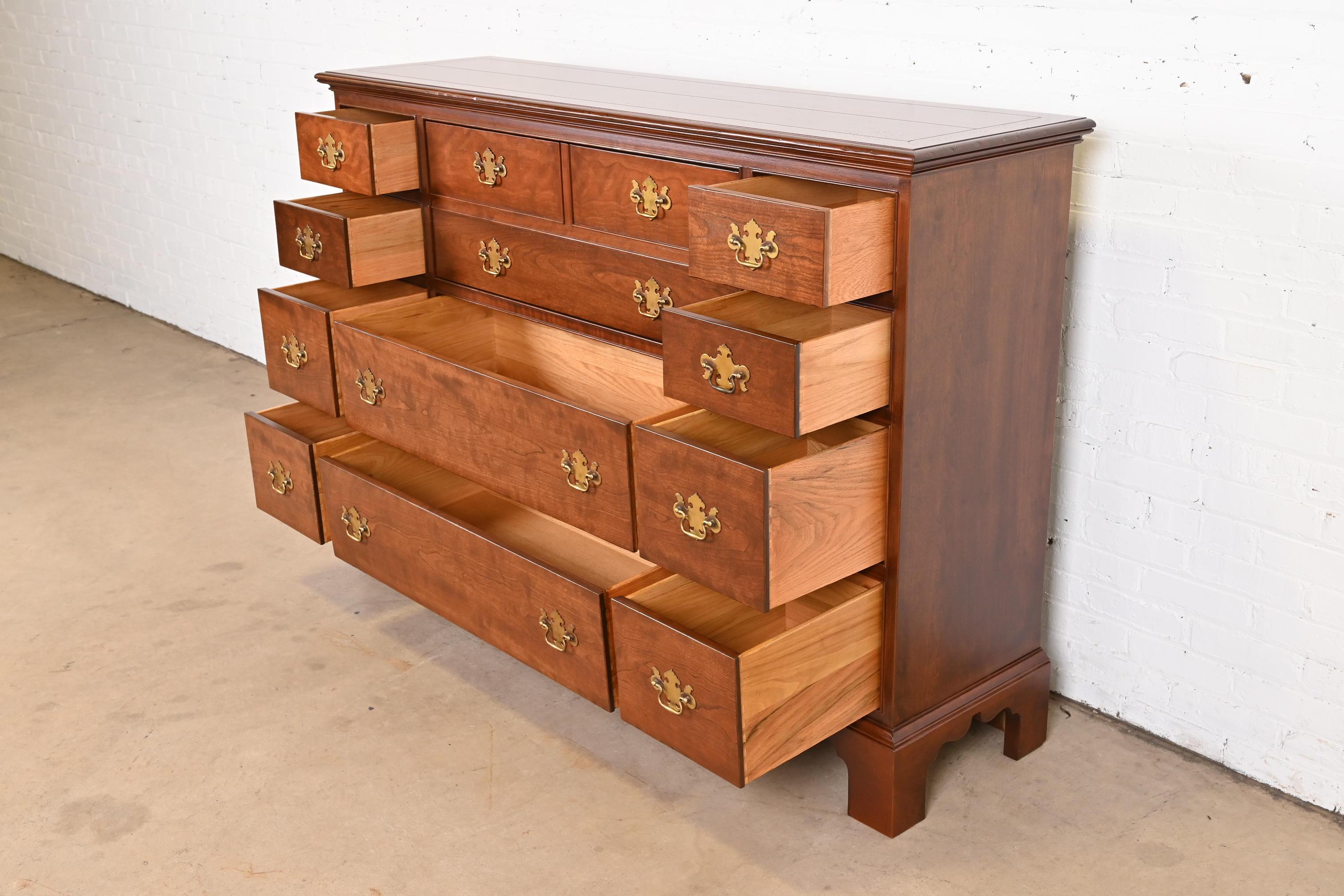 Baker Furniture Georgian Cherry Chest of Drawers with Secretary Desk, Refinished 5