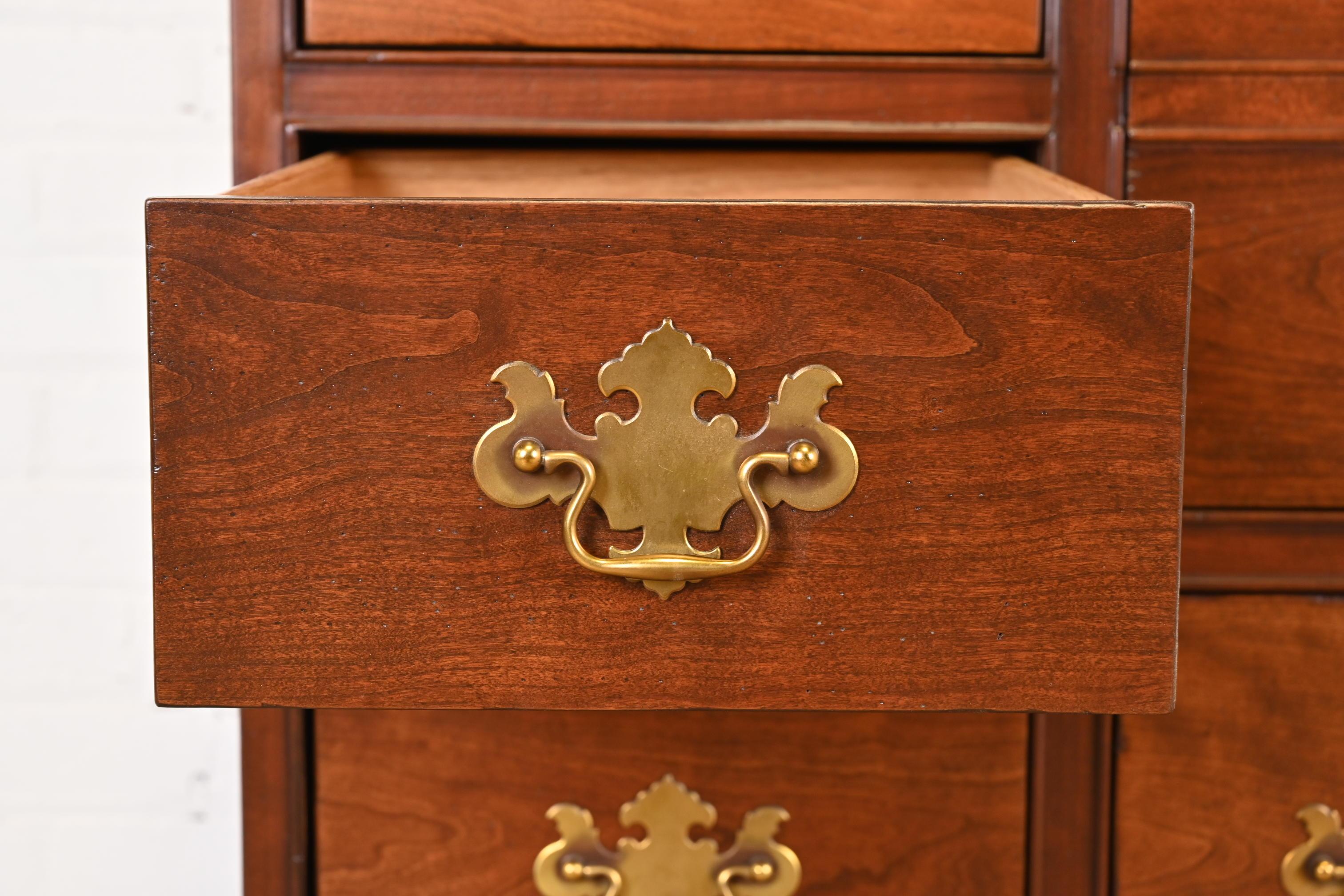 Baker Furniture Georgian Cherry Chest of Drawers with Secretary Desk, Refinished 6