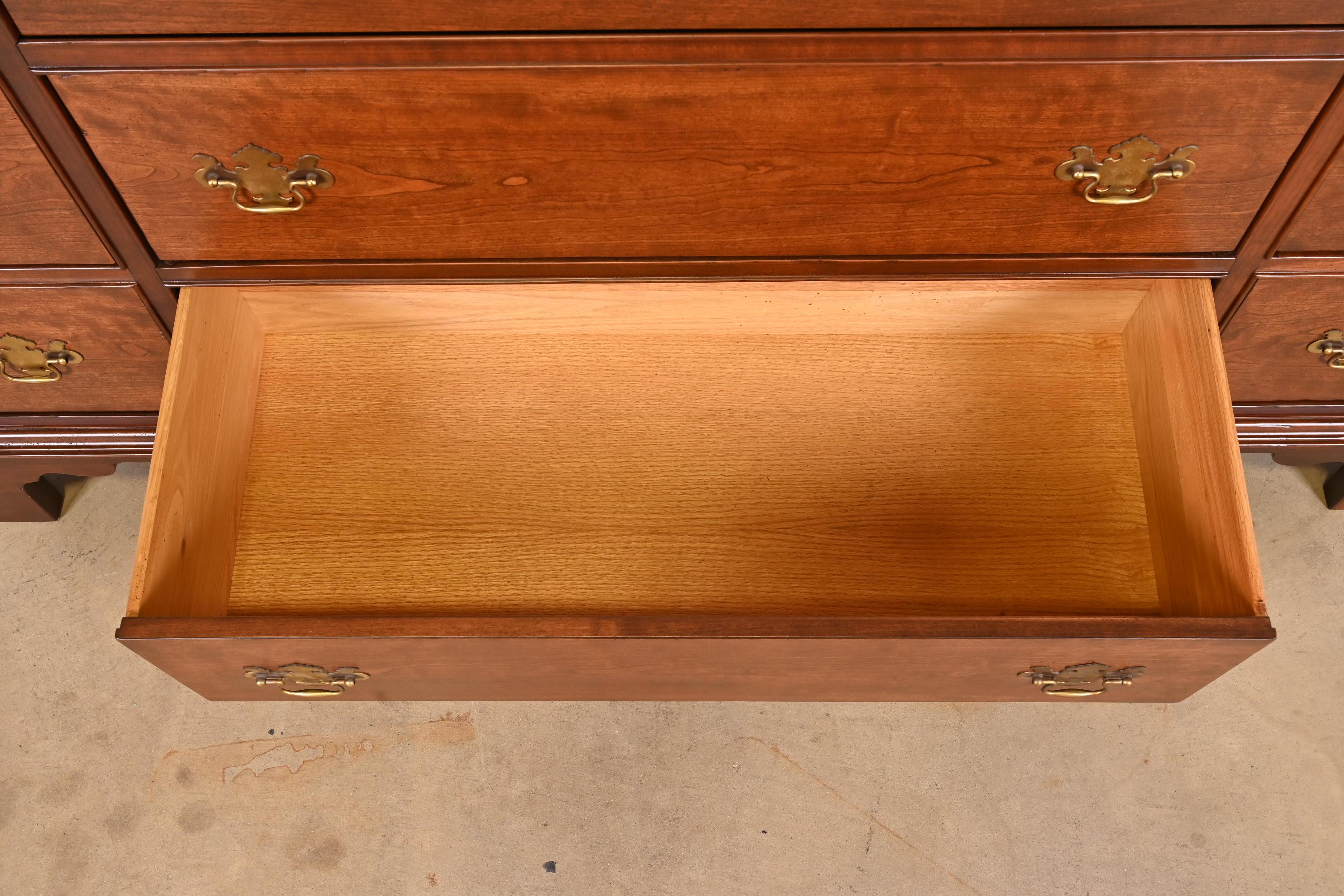 Baker Furniture Georgian Cherry Chest of Drawers with Secretary Desk, Refinished 7