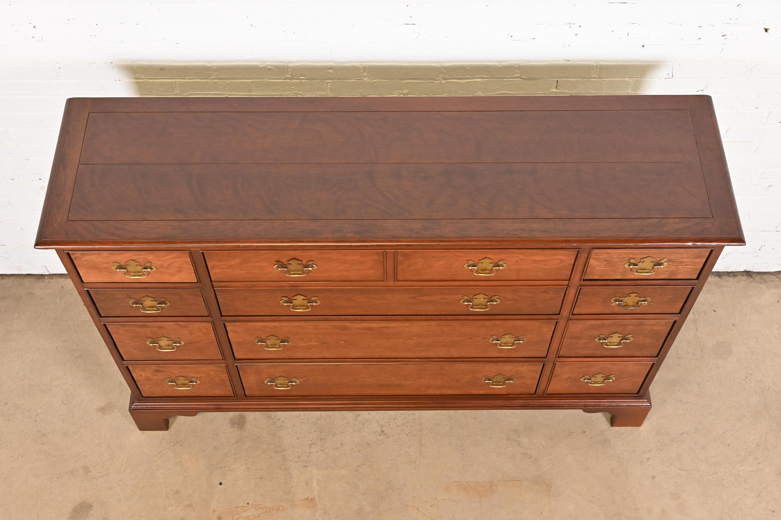 Baker Furniture Georgian Cherry Chest of Drawers with Secretary Desk, Refinished 9