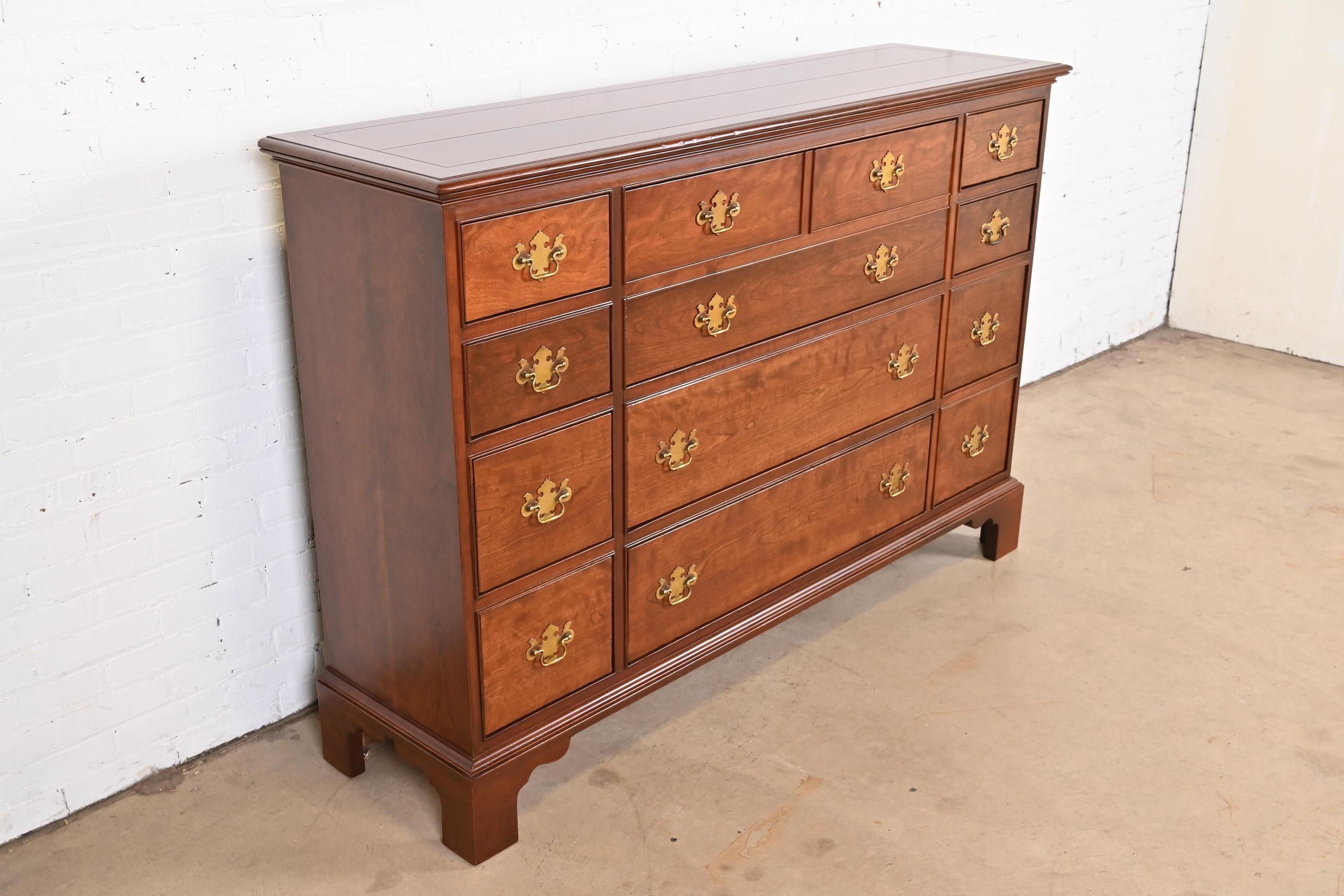 Baker Furniture Georgian Cherry Chest of Drawers with Secretary Desk, Refinished 1