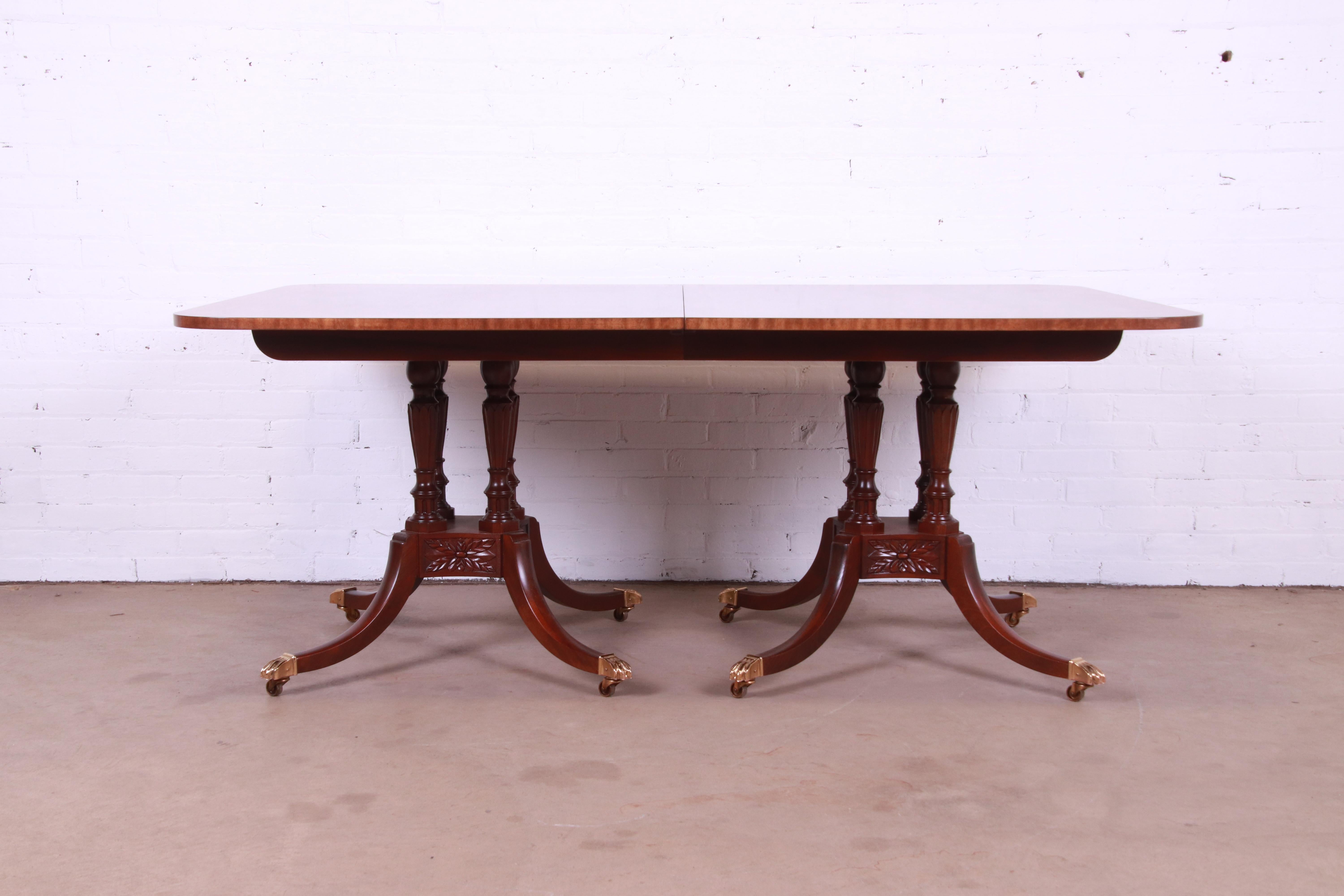 Baker Furniture Georgian Double Pedestal Extension Dining Table, Refinished 4