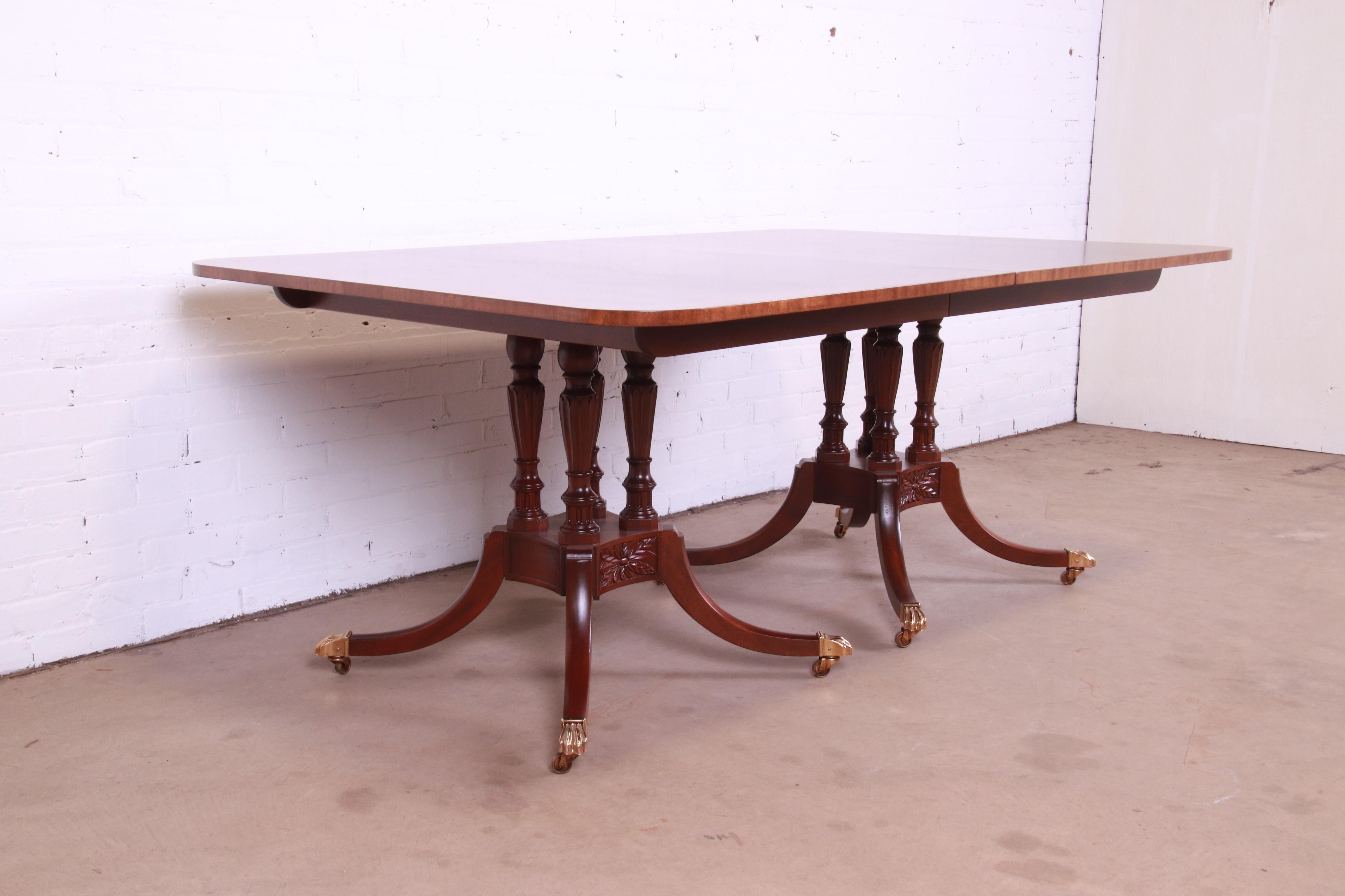 Baker Furniture Georgian Double Pedestal Extension Dining Table, Refinished 8