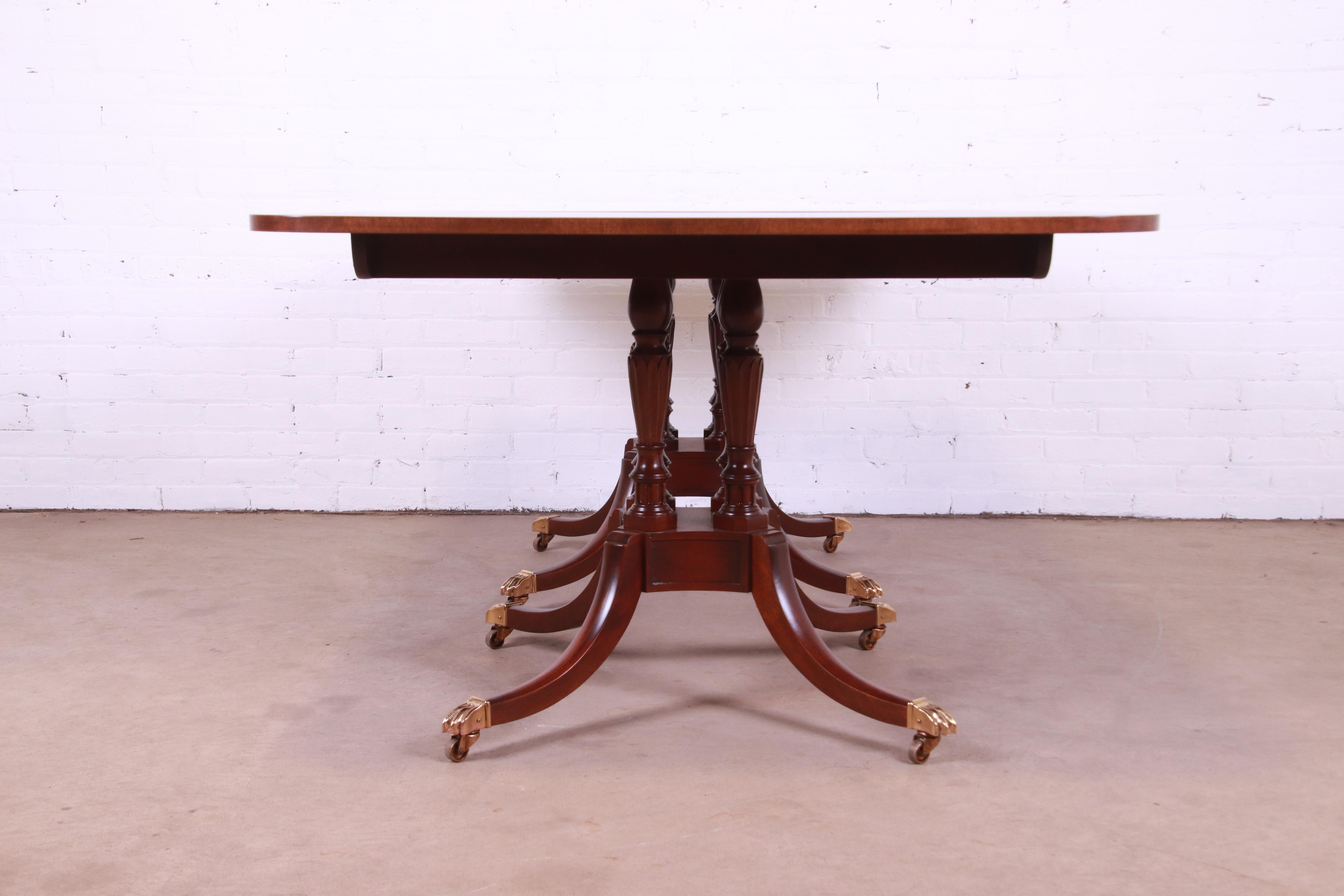 Baker Furniture Georgian Double Pedestal Extension Dining Table, Refinished 13