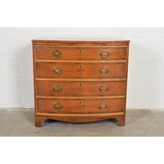 Baker Furniture Georgian English Yew Wood Bow Front Dresser or Chest of Drawers