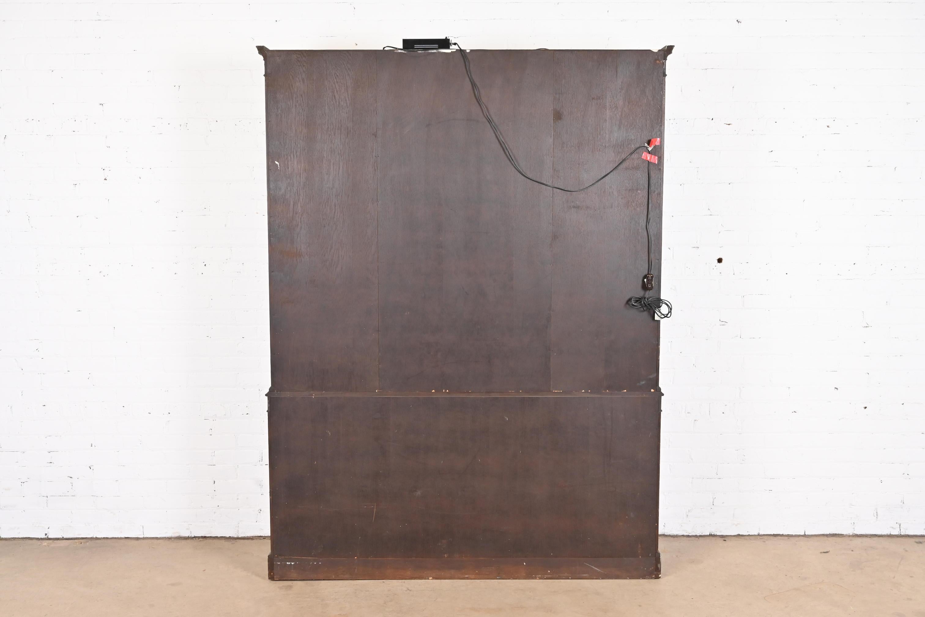 Baker Furniture Georgian Flame Mahogany Breakfront Bookcase Cabinet 4