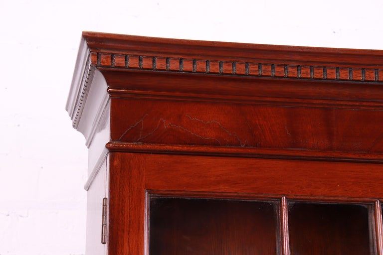 Baker Furniture Flame Mahogany Breakfront Bookcase For