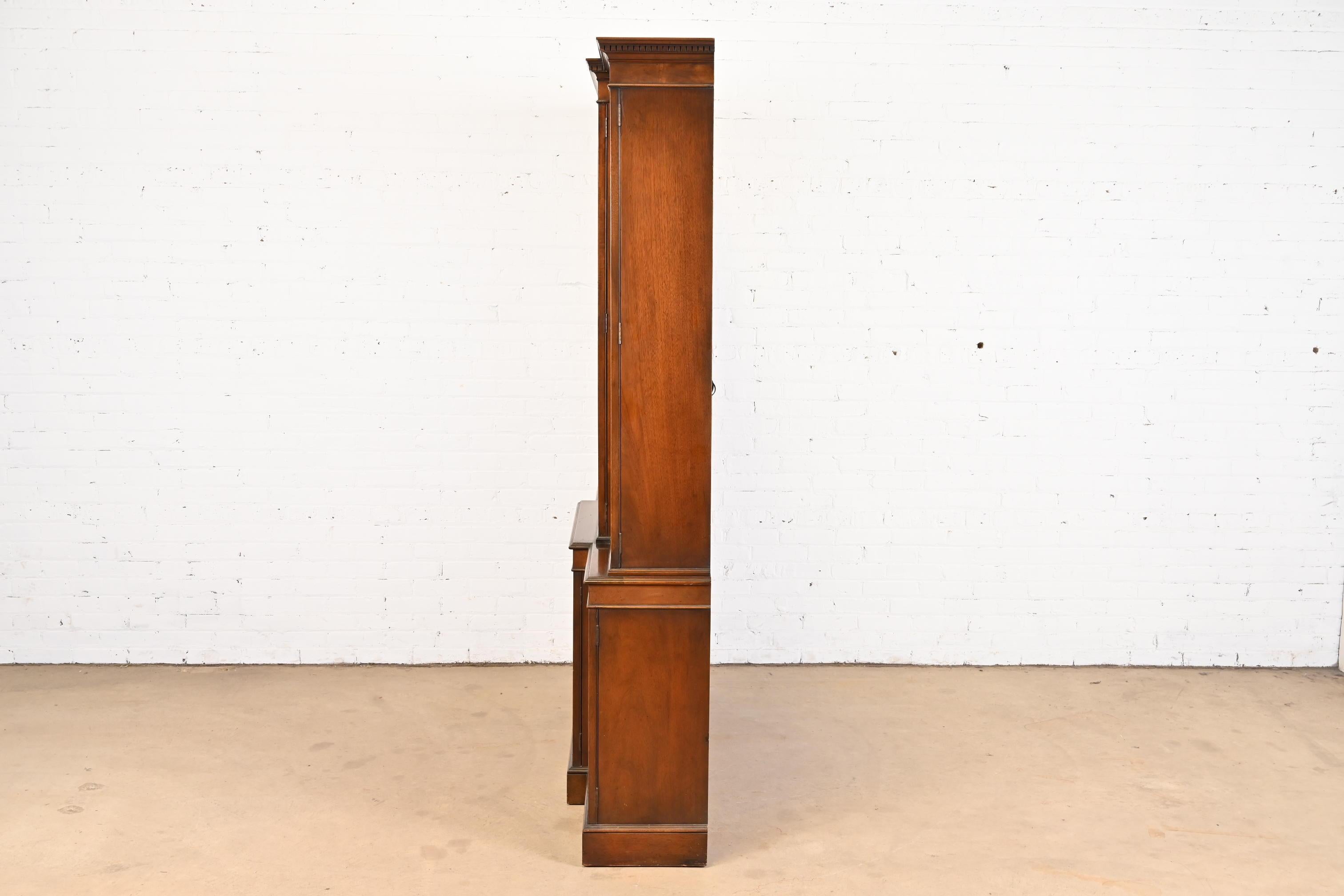 Baker Furniture Georgian Flame Mahogany Breakfront Bookcase Cabinet 3