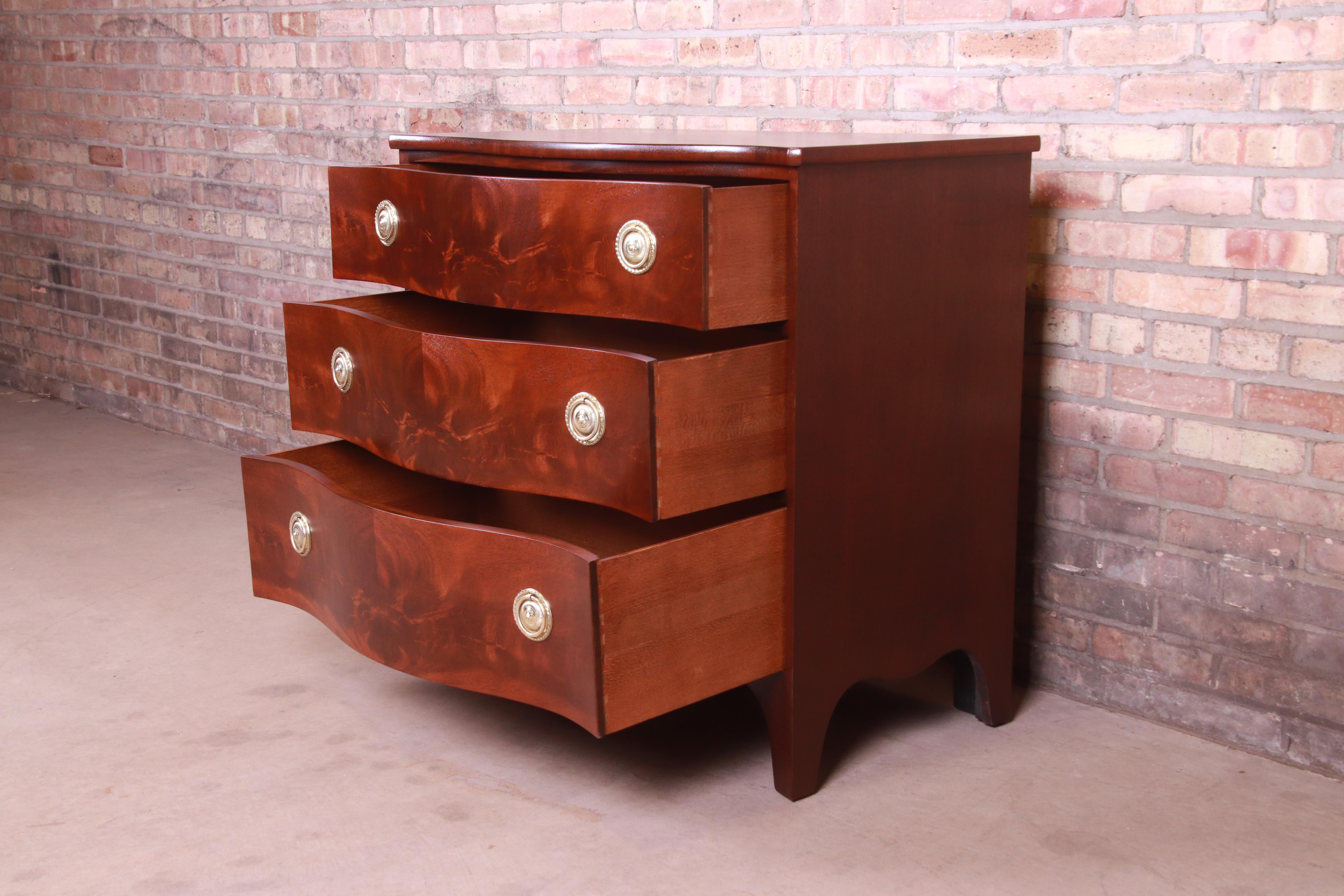 Baker Furniture Georgian Flame Mahogany Chest of Drawers, Newly Refinished 4