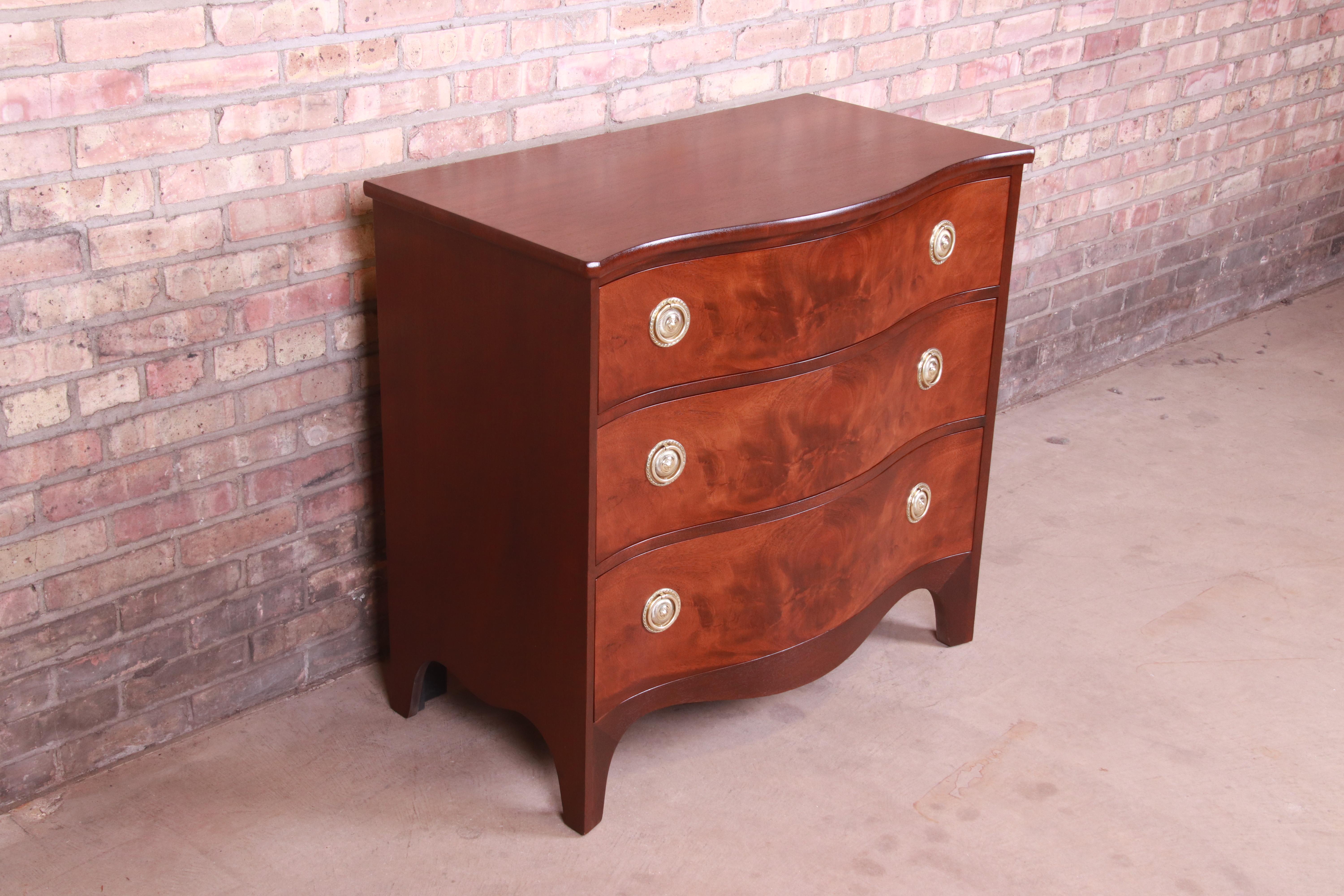 Mid-20th Century Baker Furniture Georgian Flame Mahogany Chest of Drawers, Newly Refinished