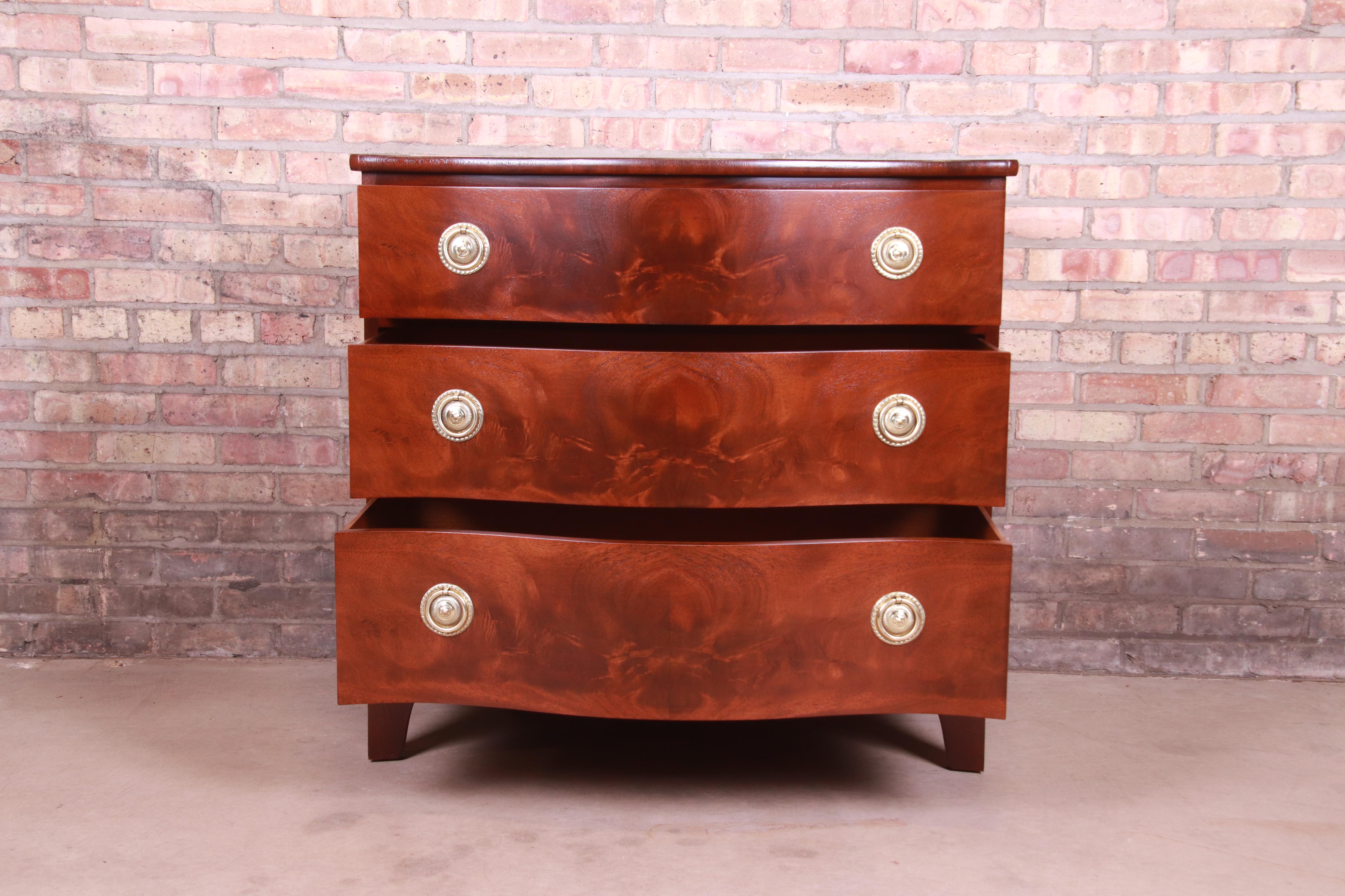 Baker Furniture Georgian Flame Mahogany Chest of Drawers, Newly Refinished 3