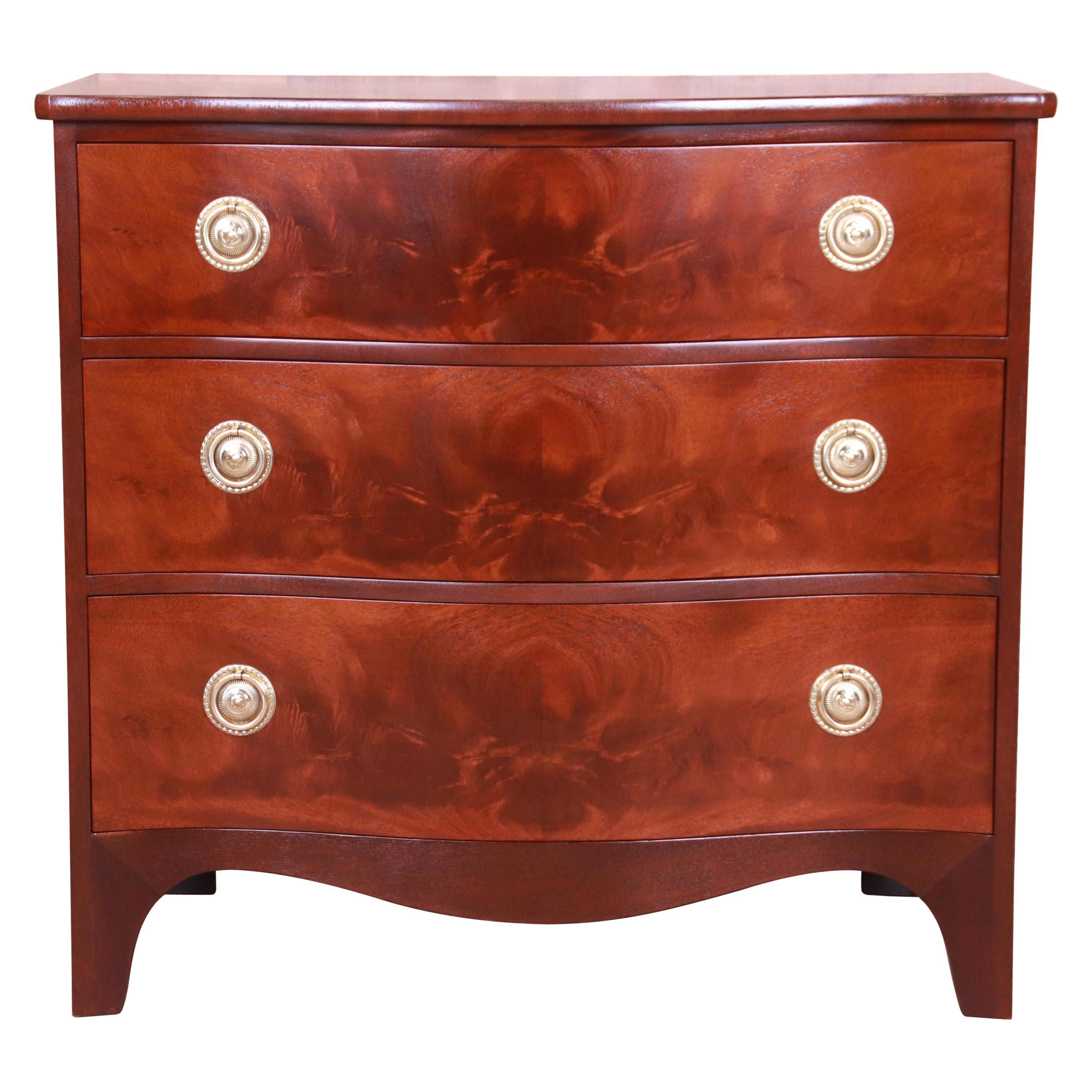 Baker Furniture Georgian Flame Mahogany Chest of Drawers, Newly Refinished