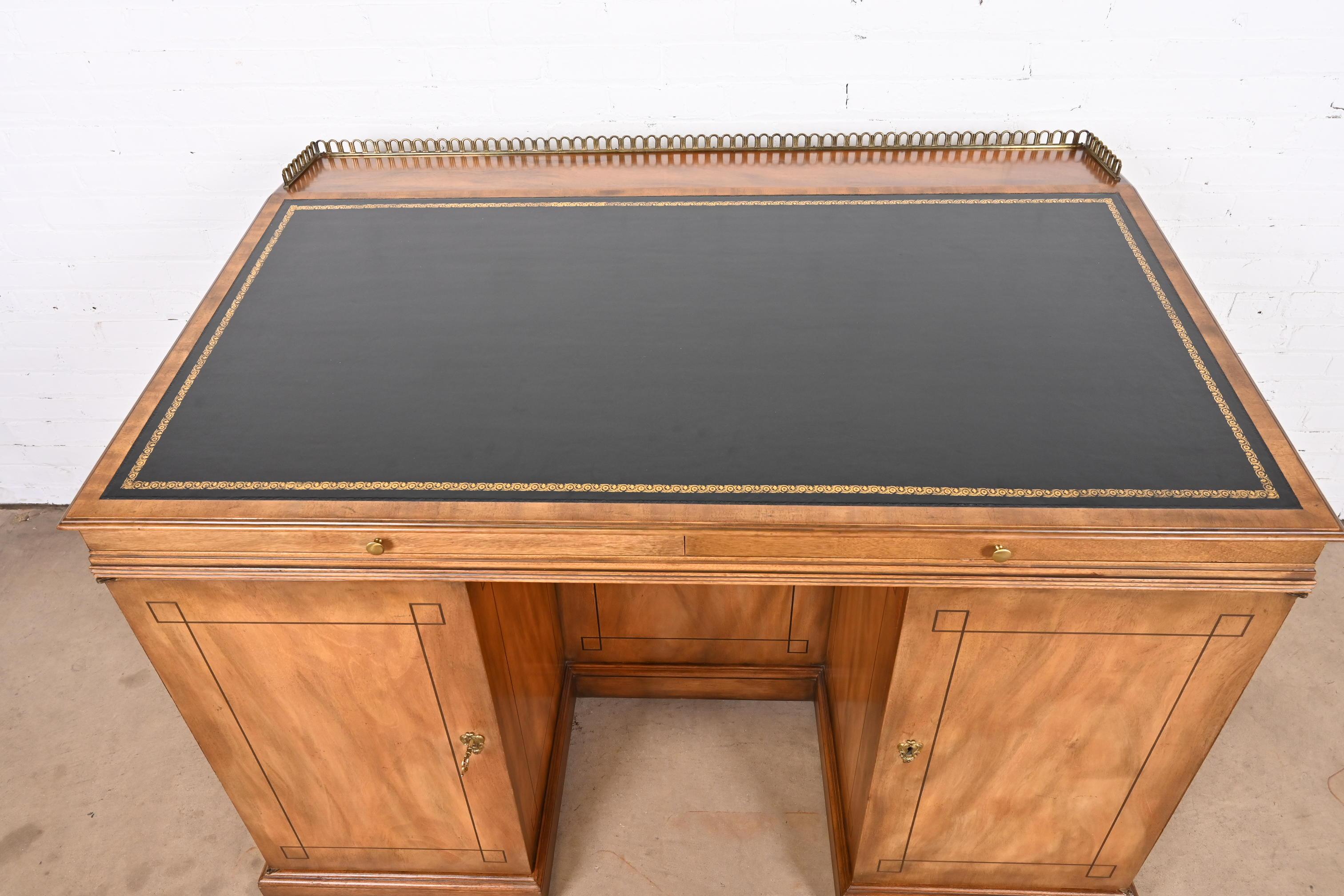 Baker Furniture Georgian Flame Mahogany Leather Top Slant Front Architect's Desk For Sale 4