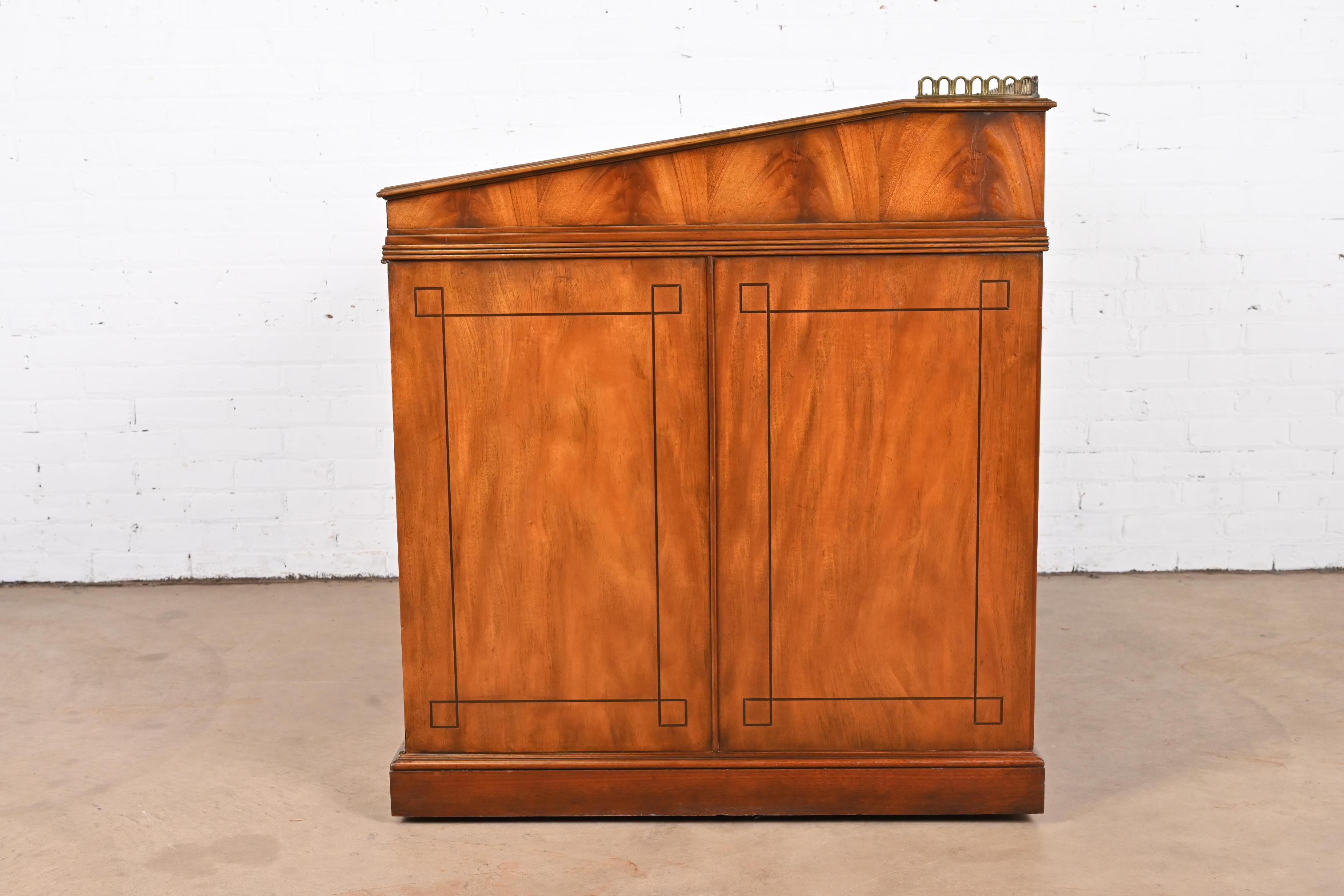 Baker Furniture Georgian Flame Mahogany Leather Top Slant Front Architect's Desk For Sale 8