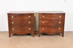 Baker Furniture Georgian Flame Mahogany Serpentine Front Chests of Drawers, Pair