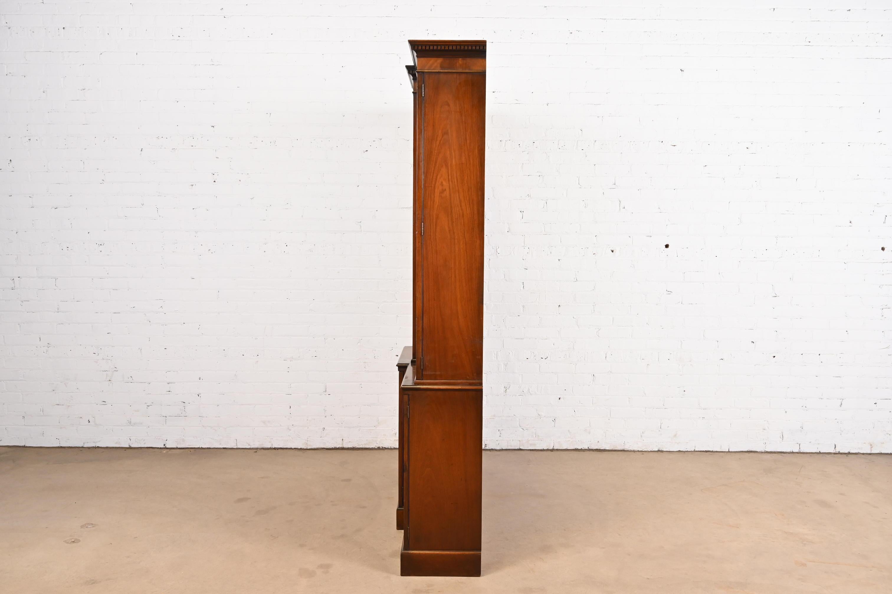 Baker Furniture Georgian Inlaid Flame Mahogany Breakfront Bookcase Cabinet 5