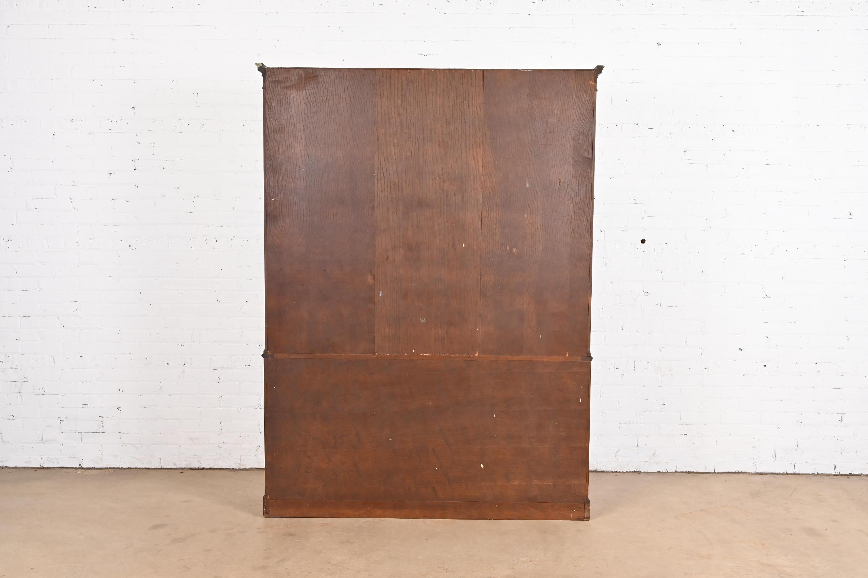 Baker Furniture Georgian Inlaid Flame Mahogany Breakfront Bookcase Cabinet 6