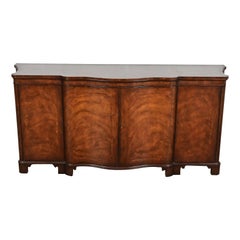 Baker Furniture Georgian Inlaid Flame Mahogany Sideboard or Bar Cabinet