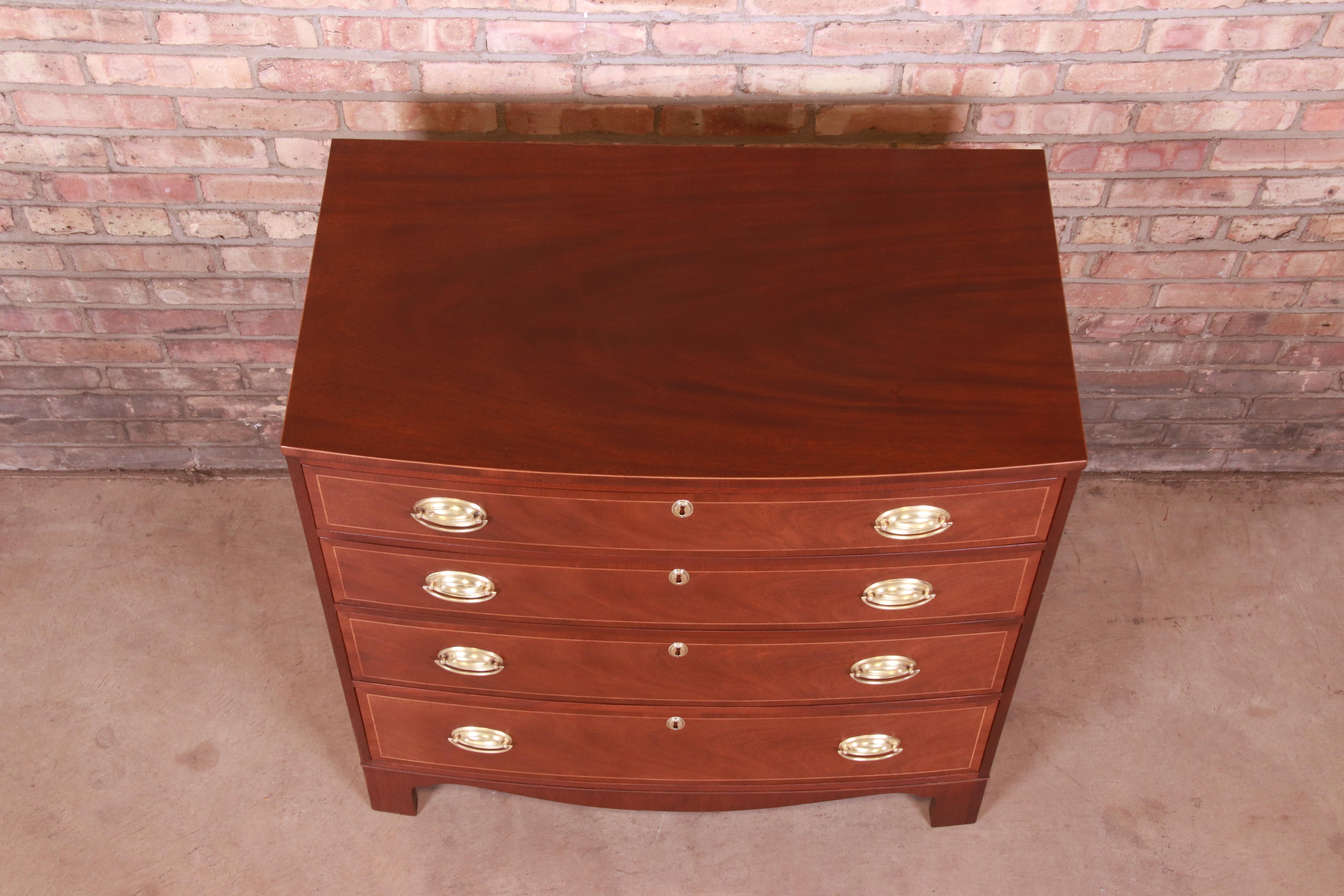 Baker Furniture Georgian Inlaid Mahogany Bachelor Chest, Newly Refinished 4