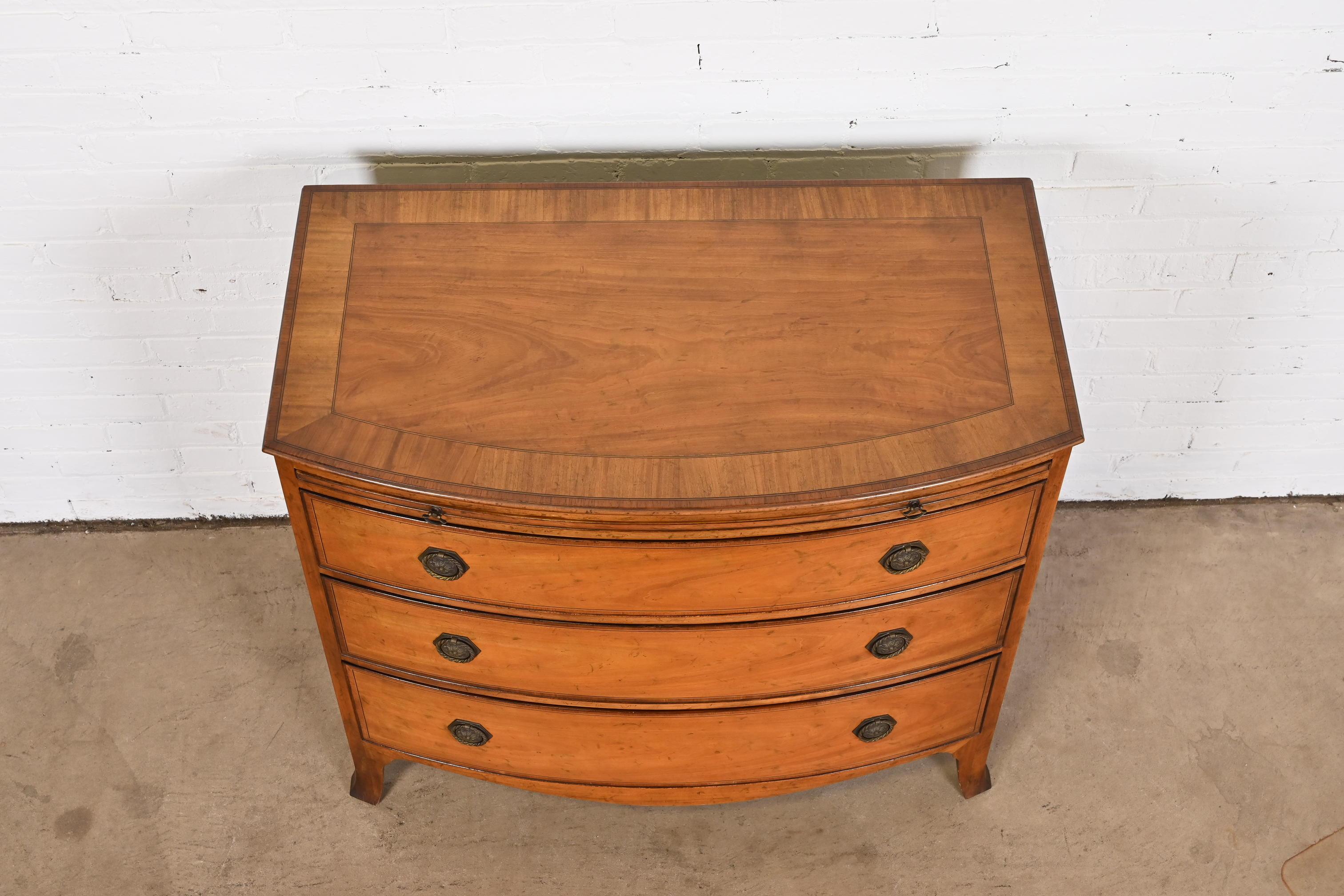 Baker Furniture Georgian Inlaid Mahogany Bow Front Bachelor Chest 3