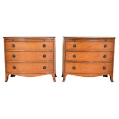 Baker Furniture Georgian Inlaid Mahogany Bow Front Bachelor Chests, Pair