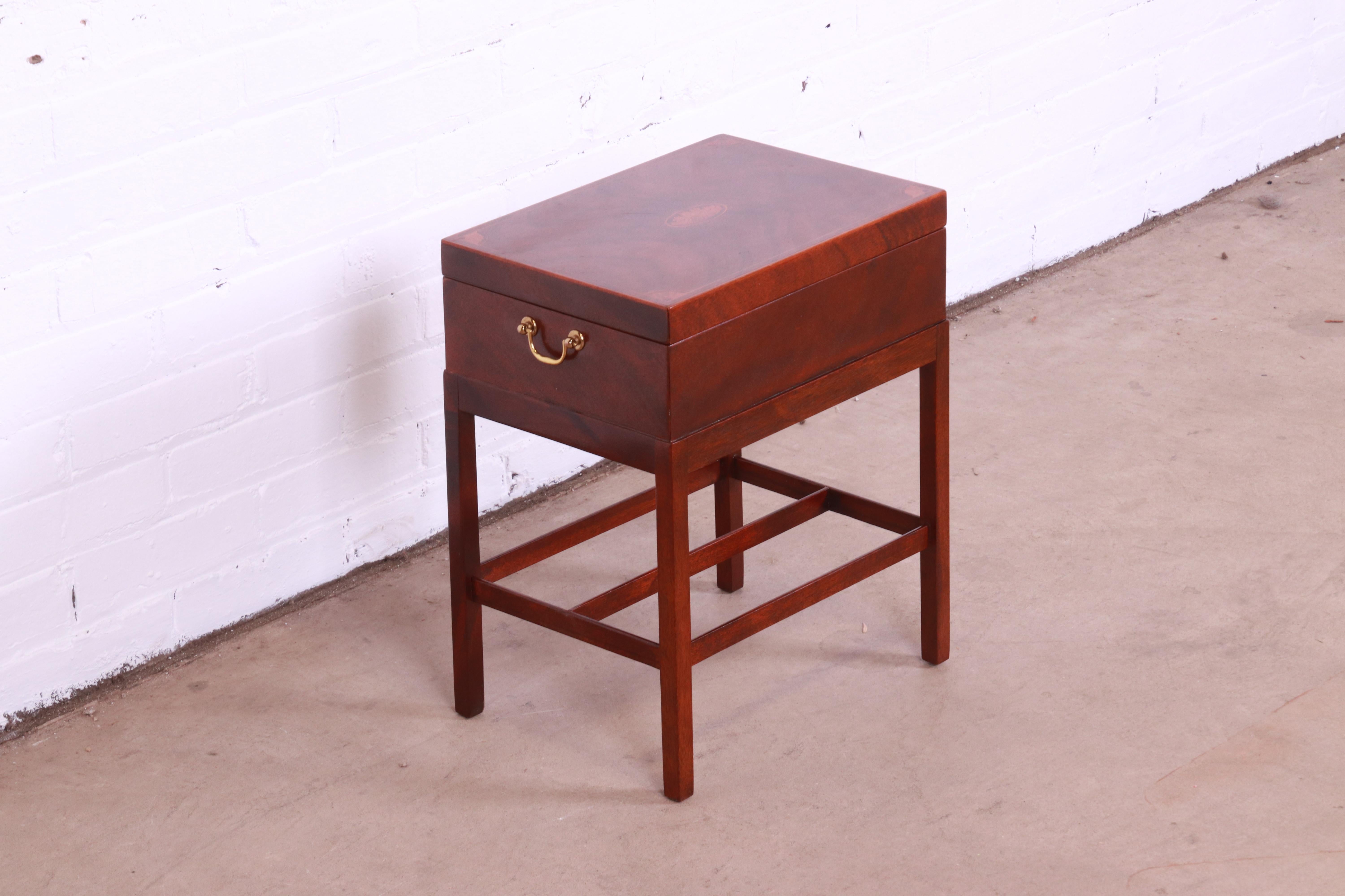 20th Century Baker Furniture Georgian Inlaid Mahogany Chest on Stand