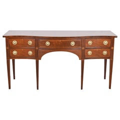 Baker Furniture Georgian Inlaid Mahogany Serpentine Sideboard, Newly Refinished