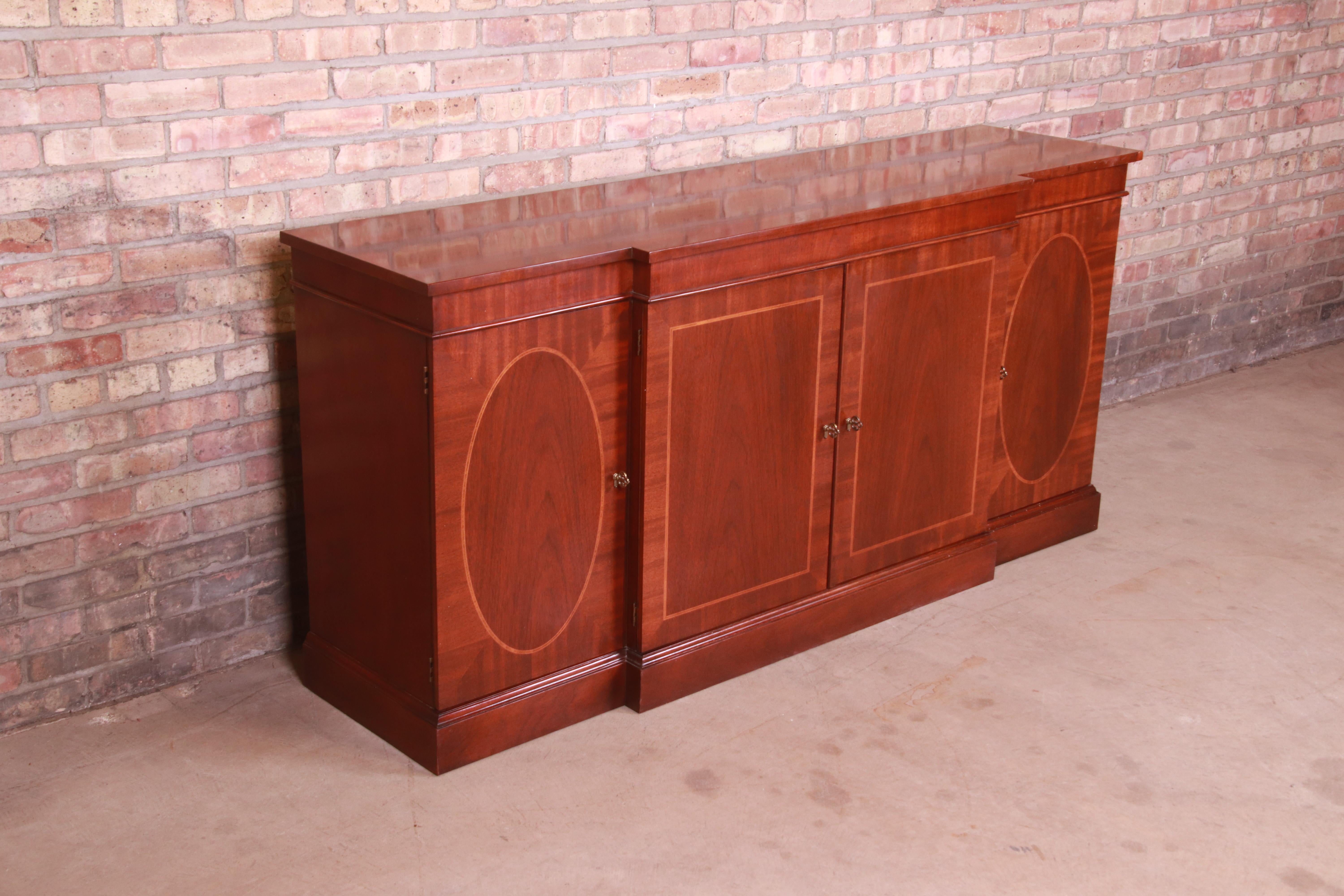 20th Century Baker Furniture Georgian Inlaid Mahogany Sideboard, Credenza, or Bar Cabinet