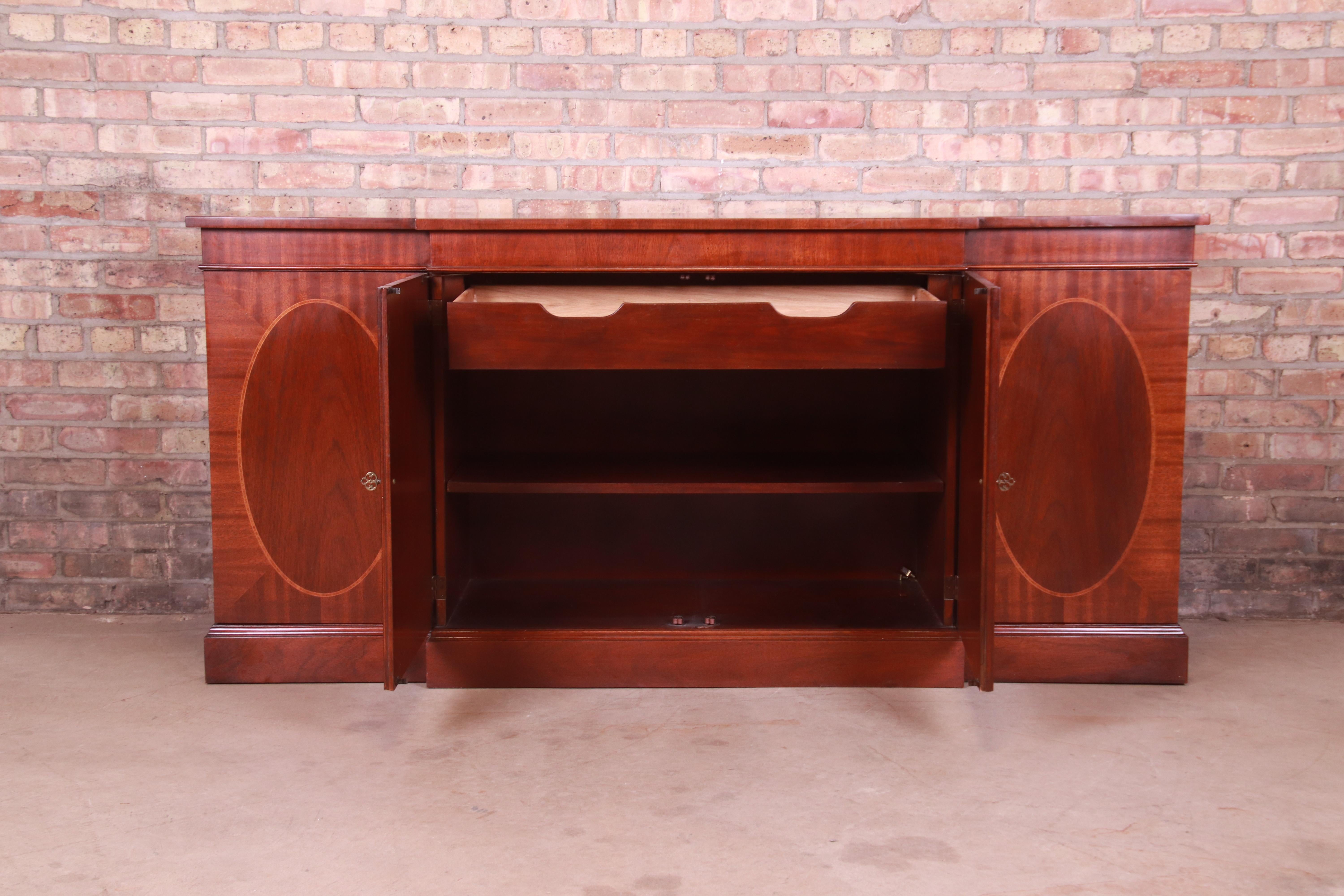 Baker Furniture Georgian Inlaid Mahogany Sideboard, Credenza, or Bar Cabinet 1
