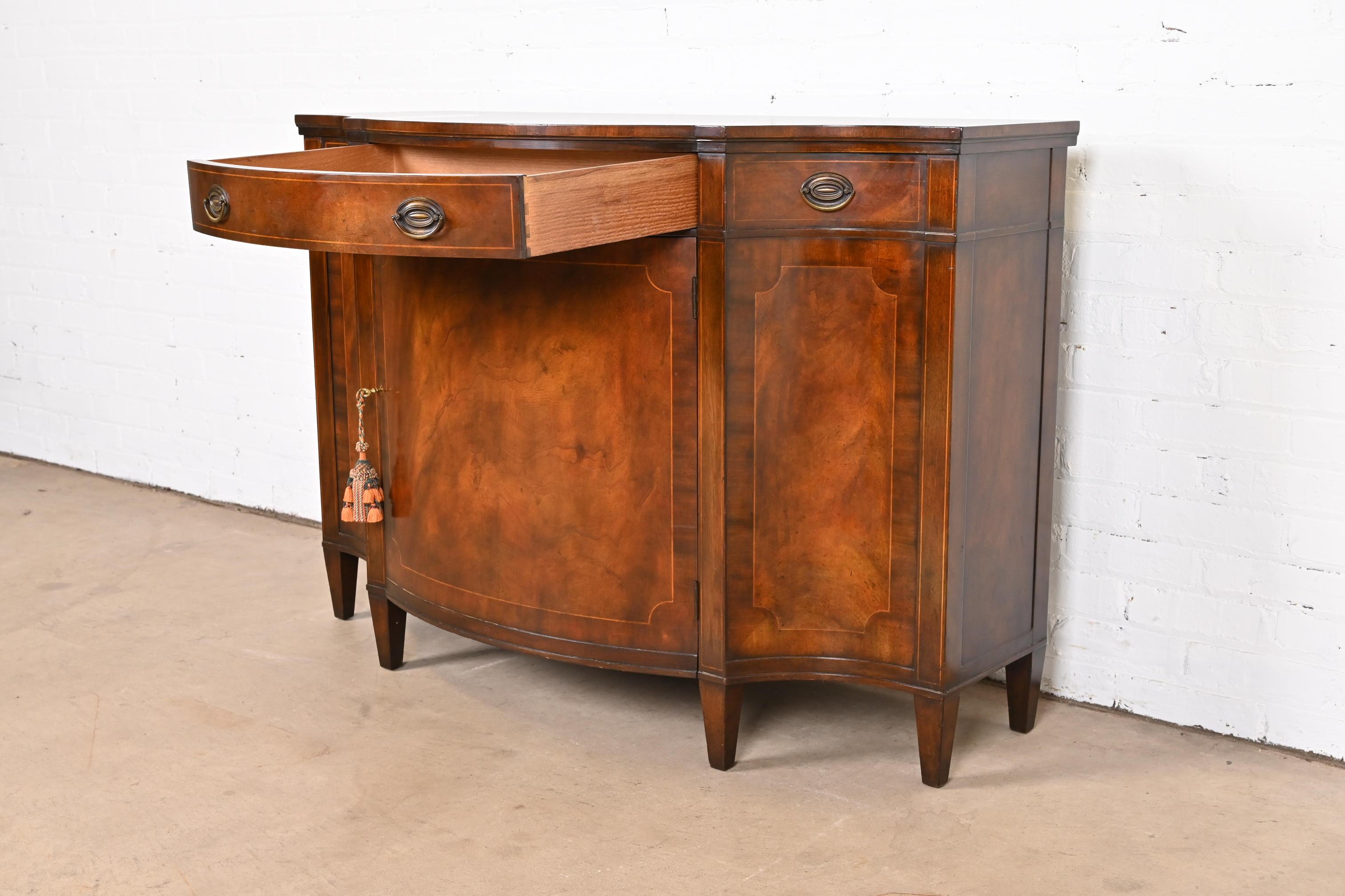 Baker Furniture Georgian Inlaid Mahogany Sideboard or Bar Cabinet 4