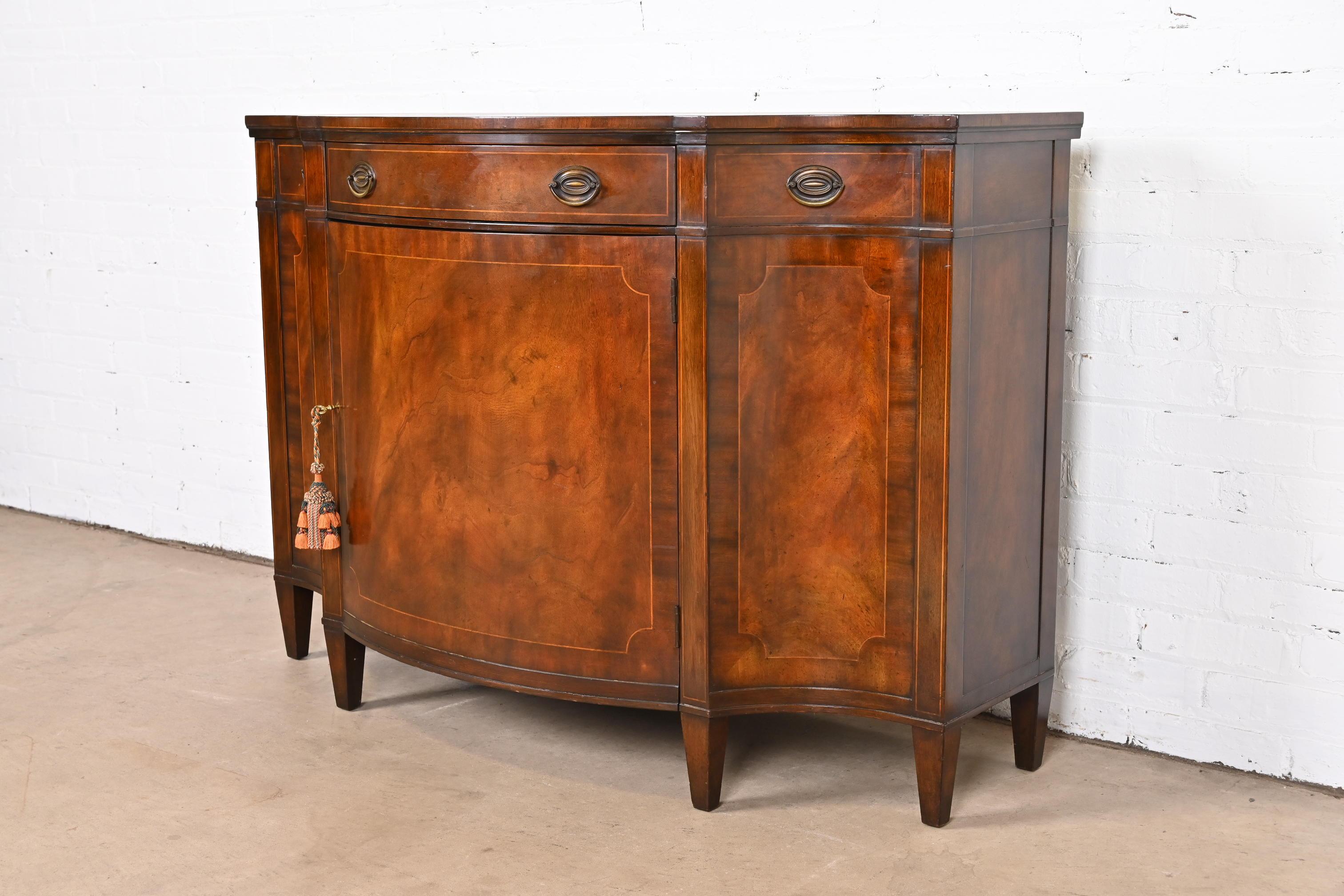 20th Century Baker Furniture Georgian Inlaid Mahogany Sideboard or Bar Cabinet