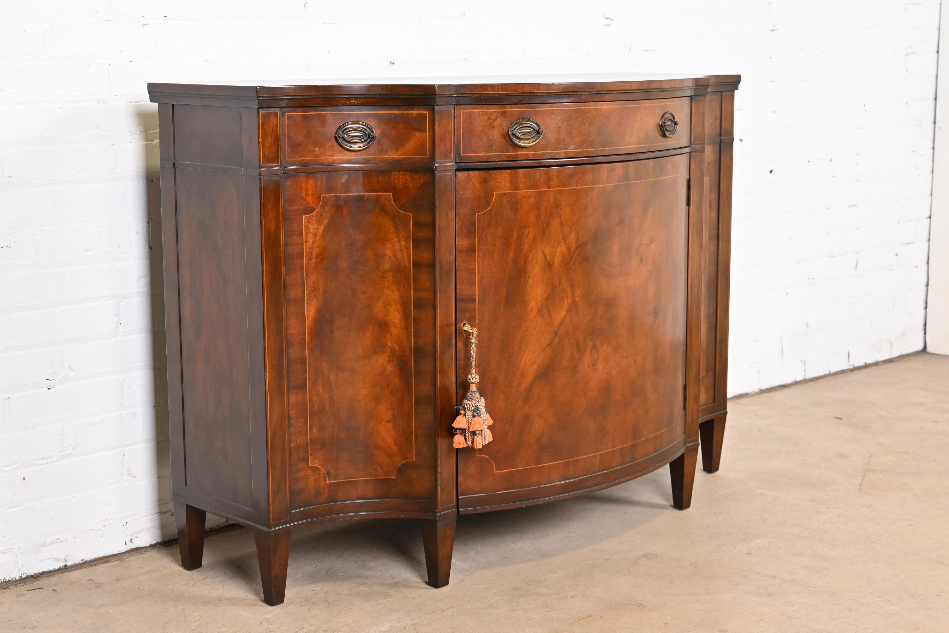 Baker Furniture Georgian Inlaid Mahogany Sideboard or Bar Cabinet 1