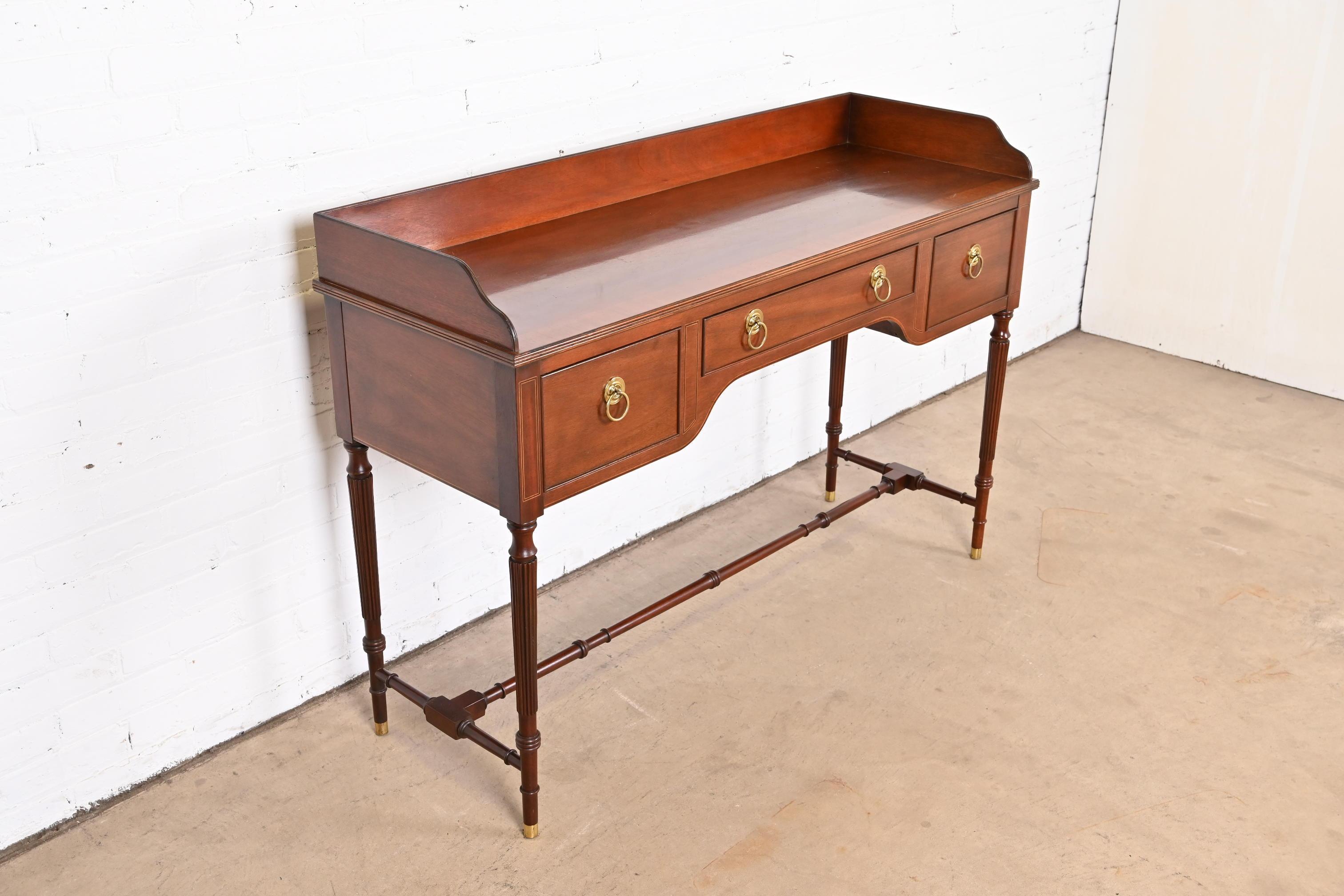 Brass Baker Furniture Georgian Inlaid Mahogany Sideboard or Buffet Server For Sale