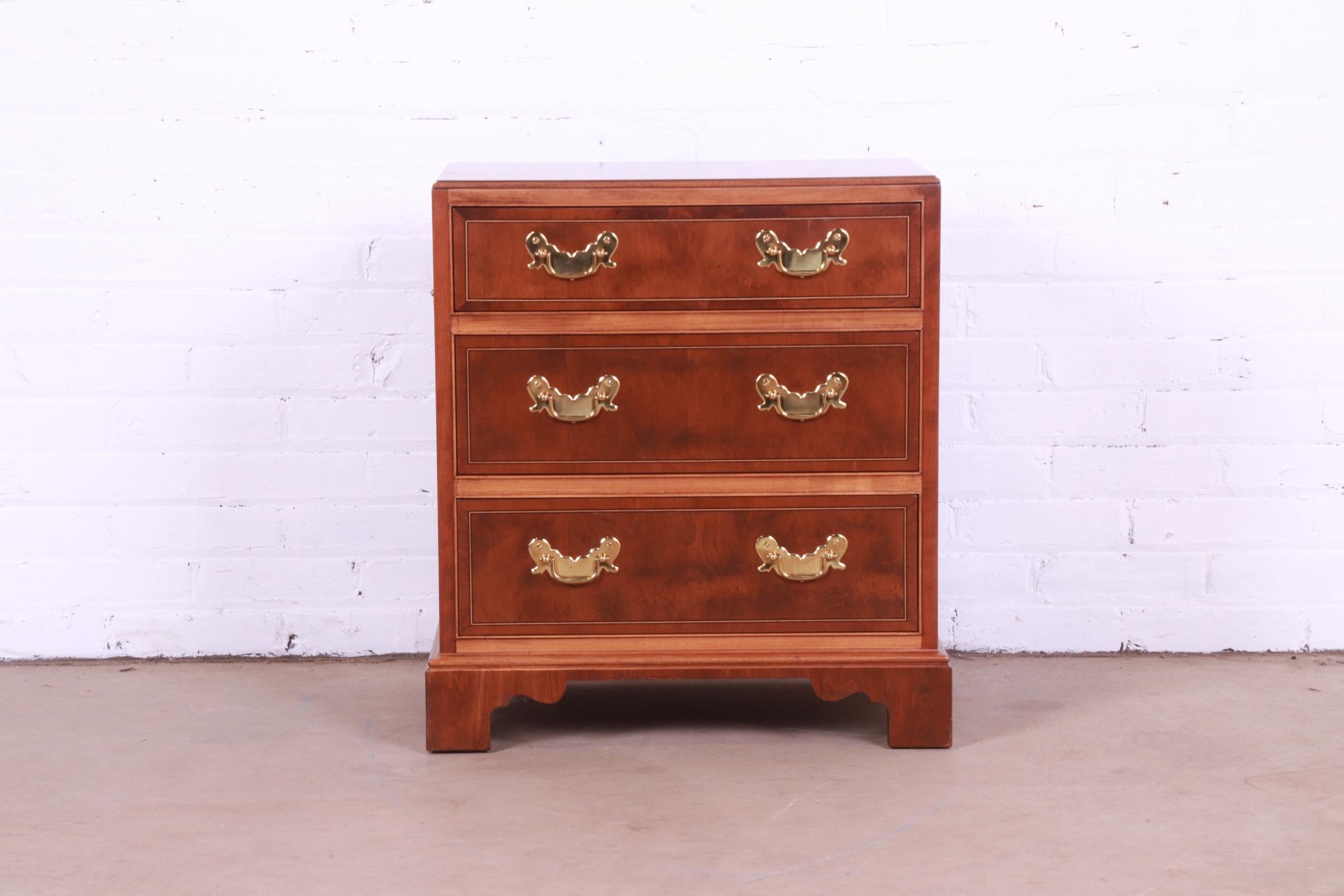 American Baker Furniture Georgian Mahogany and Yew Wood Commode or Bachelor Chest For Sale